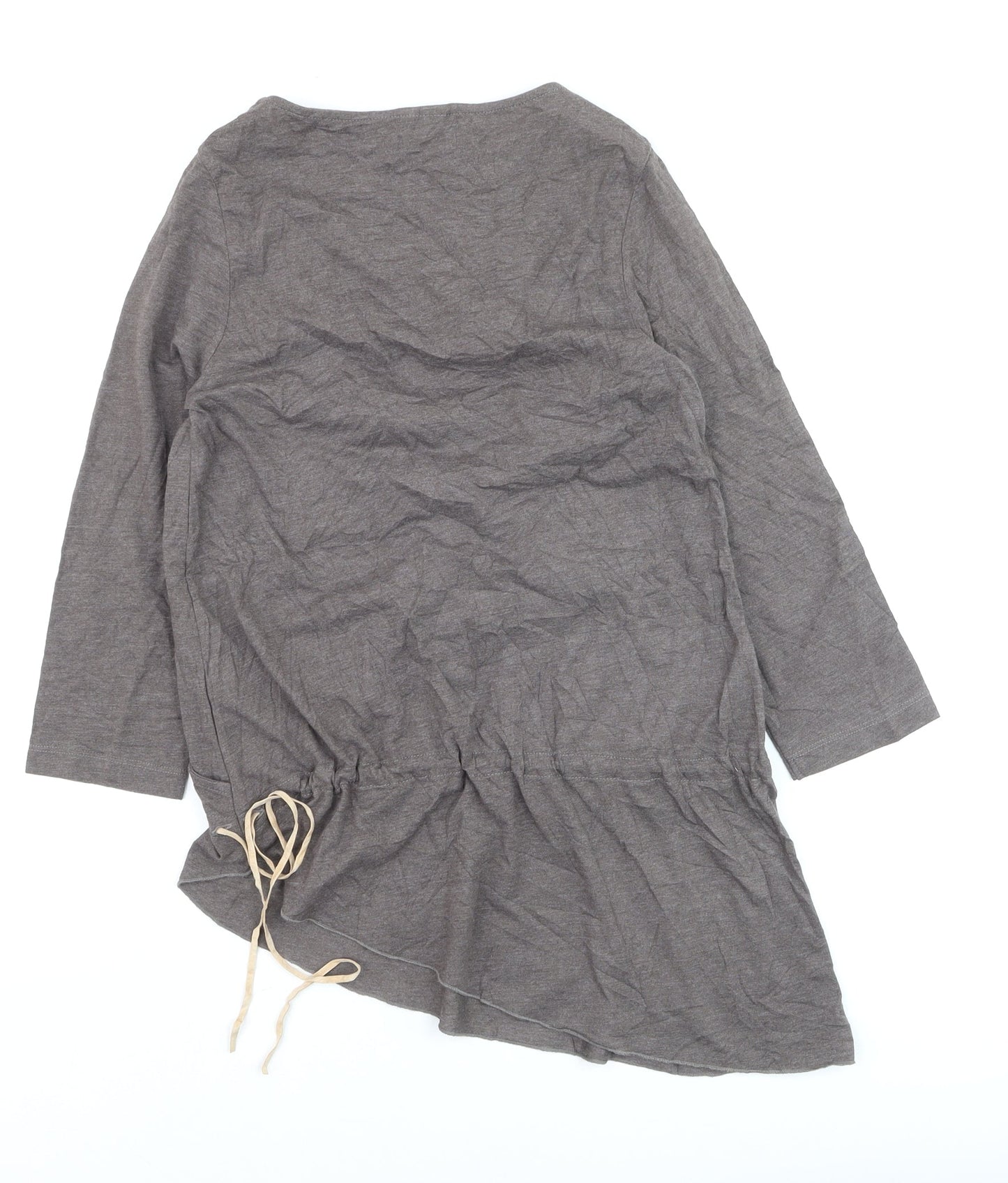 Next Women's Brown Wrap Blouse Size 8 3/4 Sleeve V-Neck Jersey Top