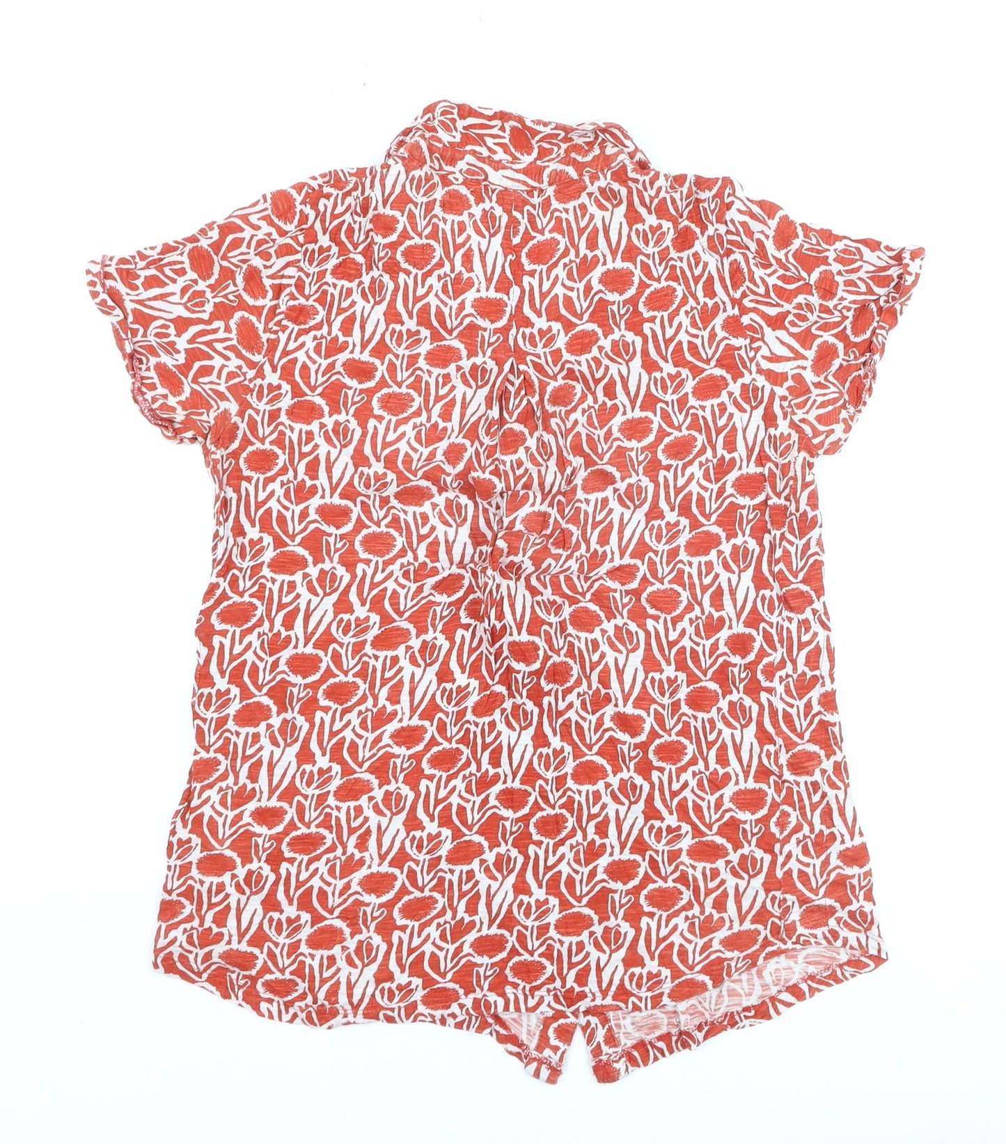 White Stuff Women's Red Floral Cotton Button-Up Blouse Size 8