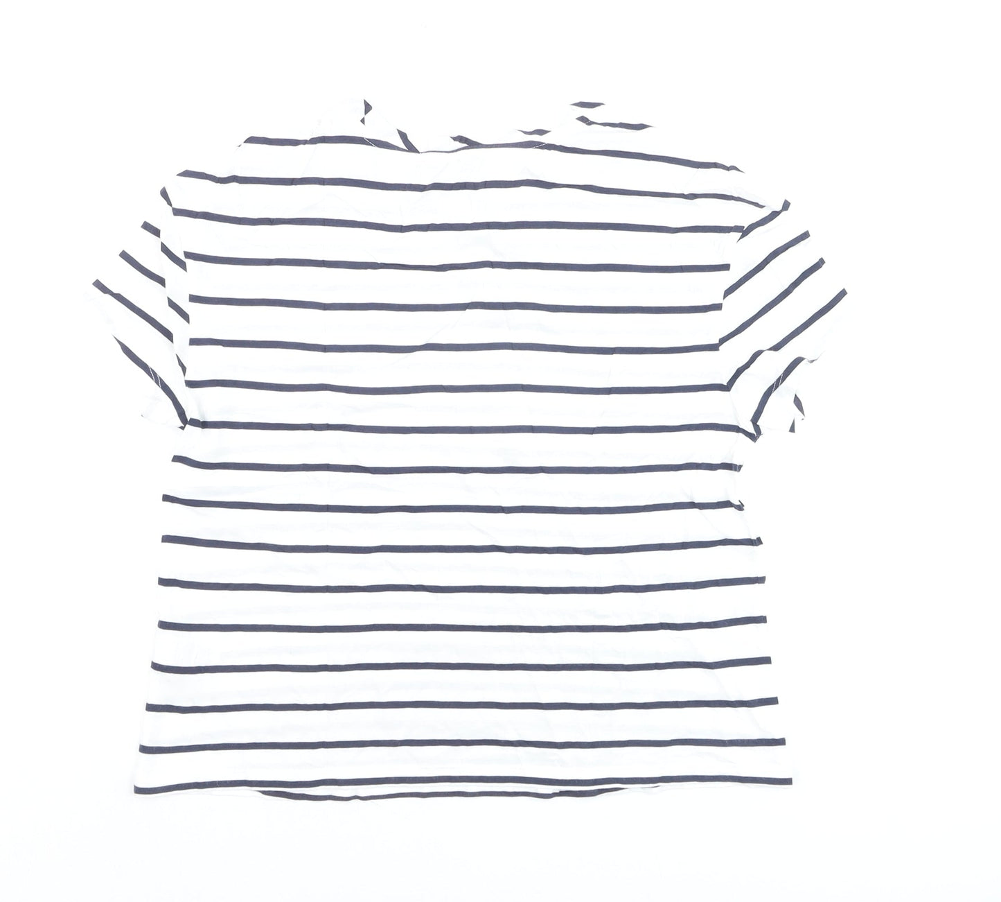 Marks and Spencer Womens White Striped Beach Print Cotton T-Shirt Size 8