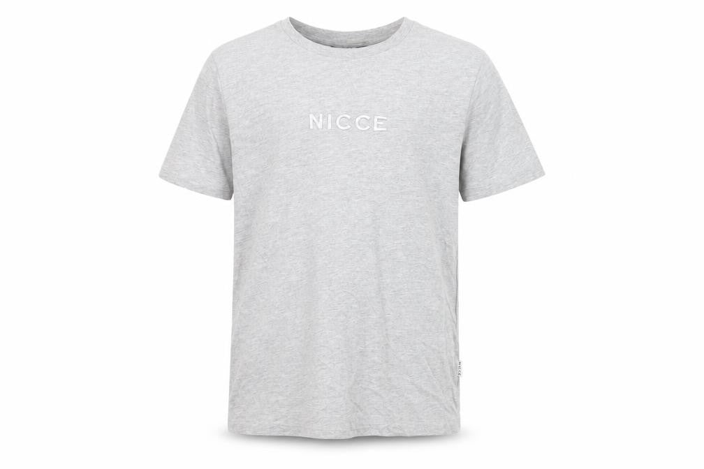 NICCE Men Grey Small Logo Crew Neck Cotton T-Shirt Size S
