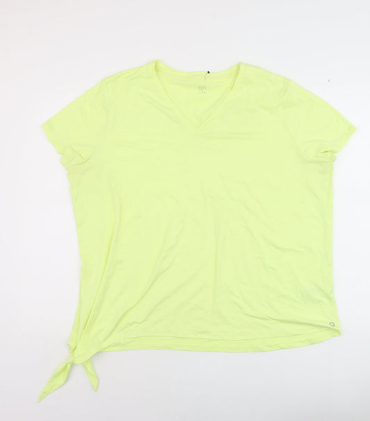 Marks and Spencer Women’s Yellow V-Neck Tie Hem T-Shirt Size 20