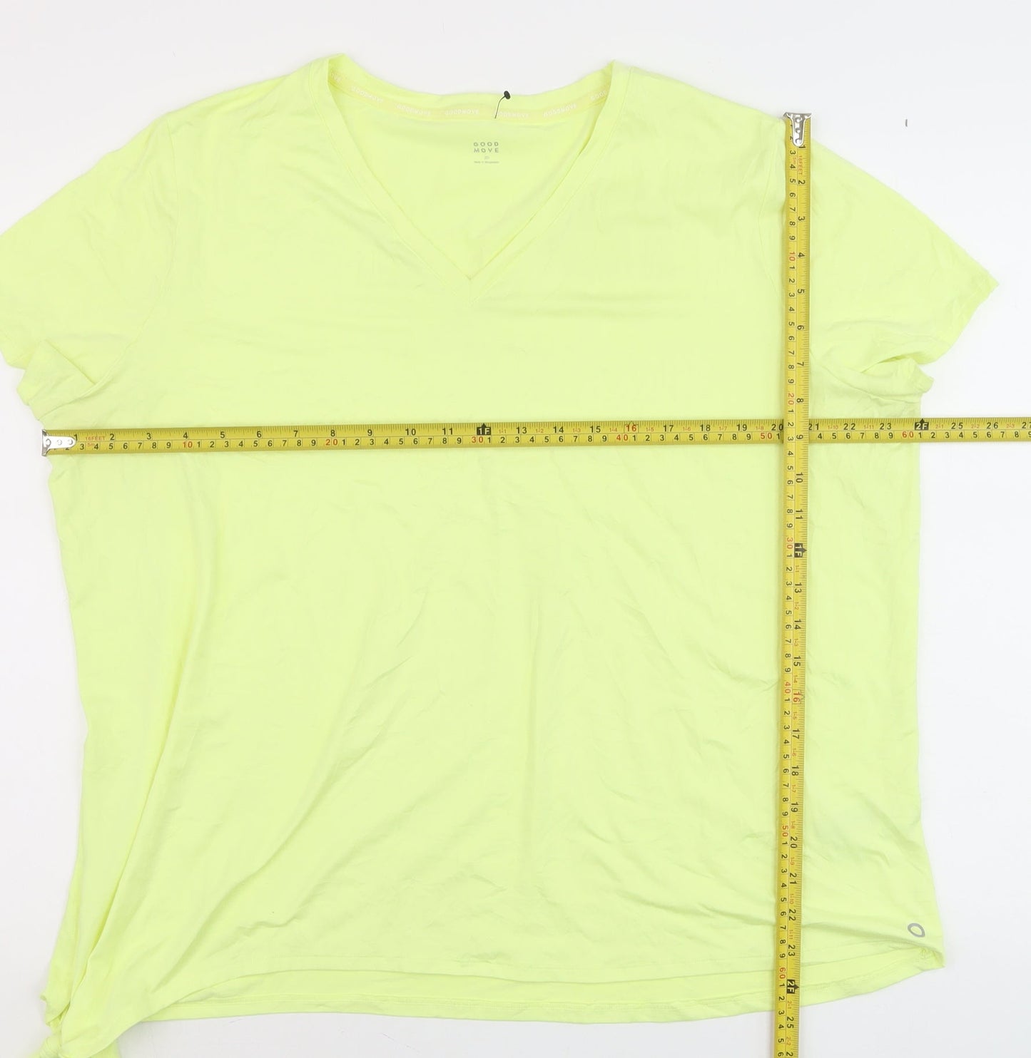 Marks and Spencer Women’s Yellow V-Neck Tie Hem T-Shirt Size 20