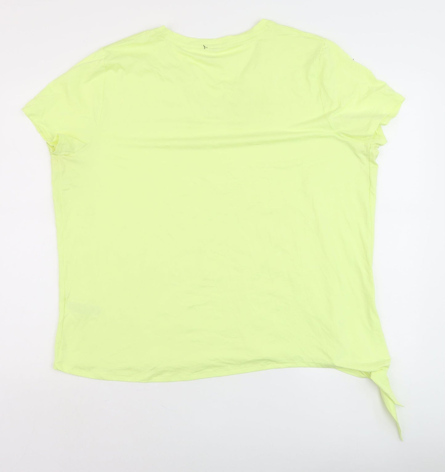 Marks and Spencer Women’s Yellow V-Neck Tie Hem T-Shirt Size 20