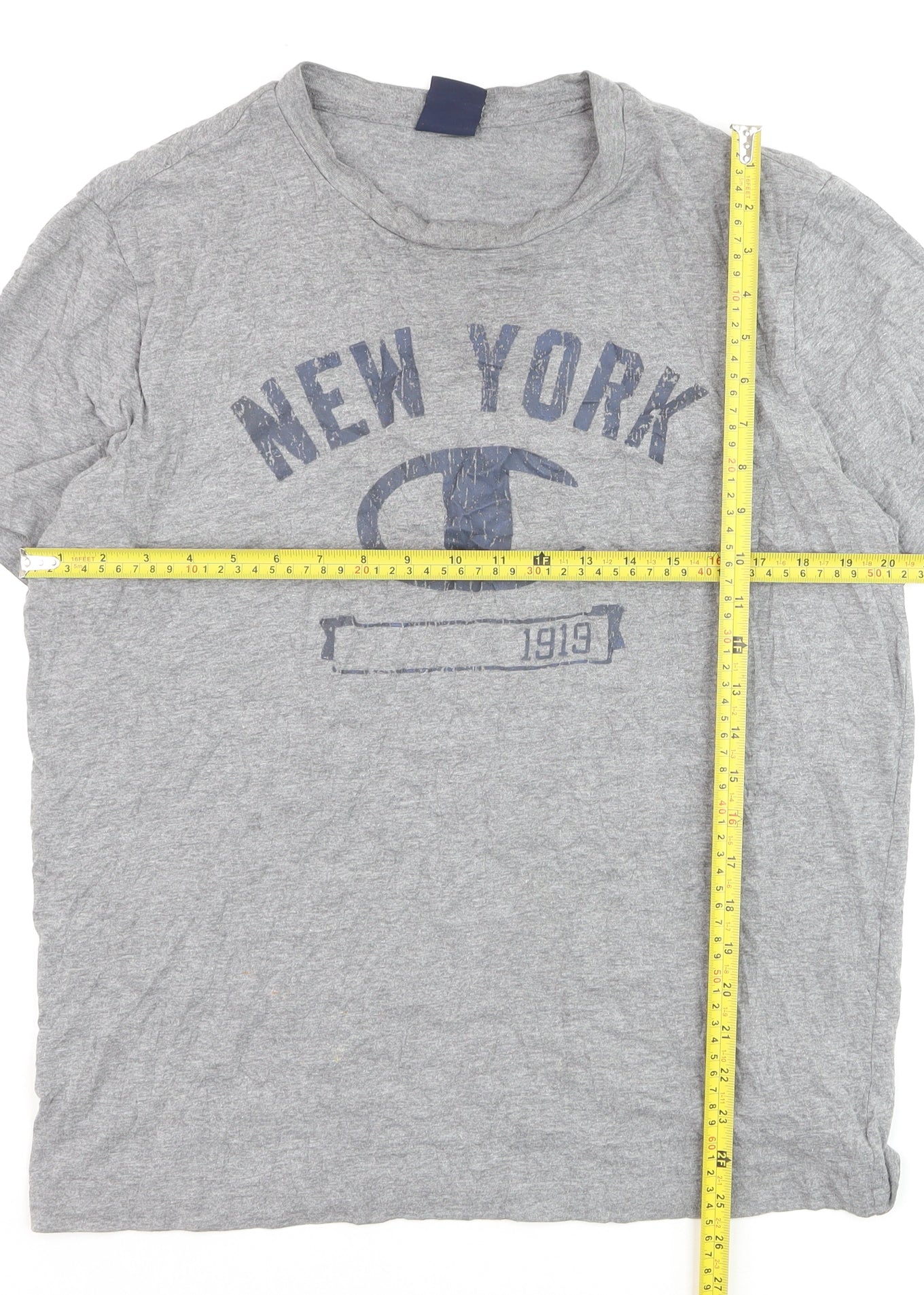 Champion Men's Grey New York 1919 Logo Graphic T-Shirt Size L