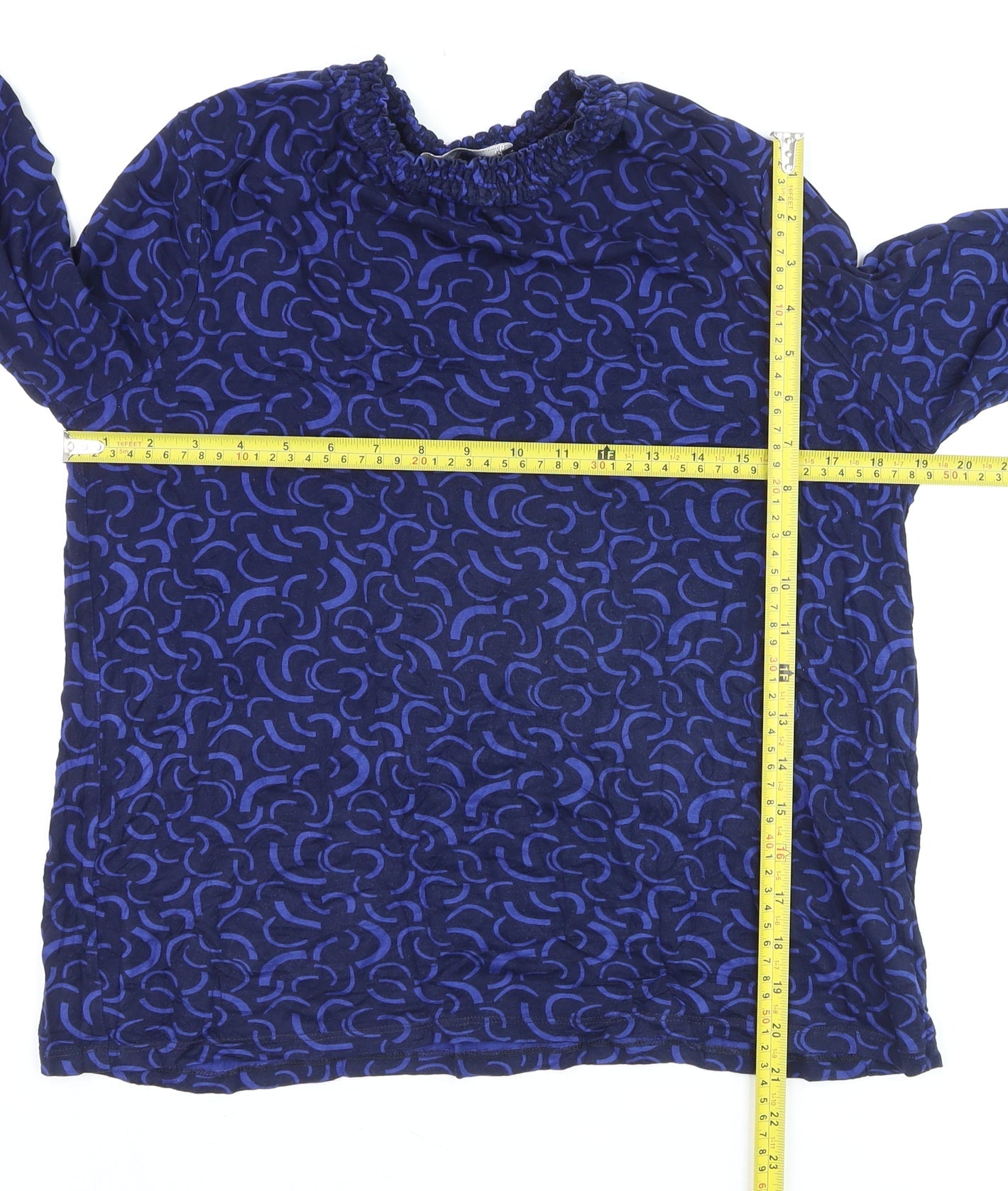 Marks and Spencer Women’s Blue Geometric Long Sleeve Tunic Blouse Size 12