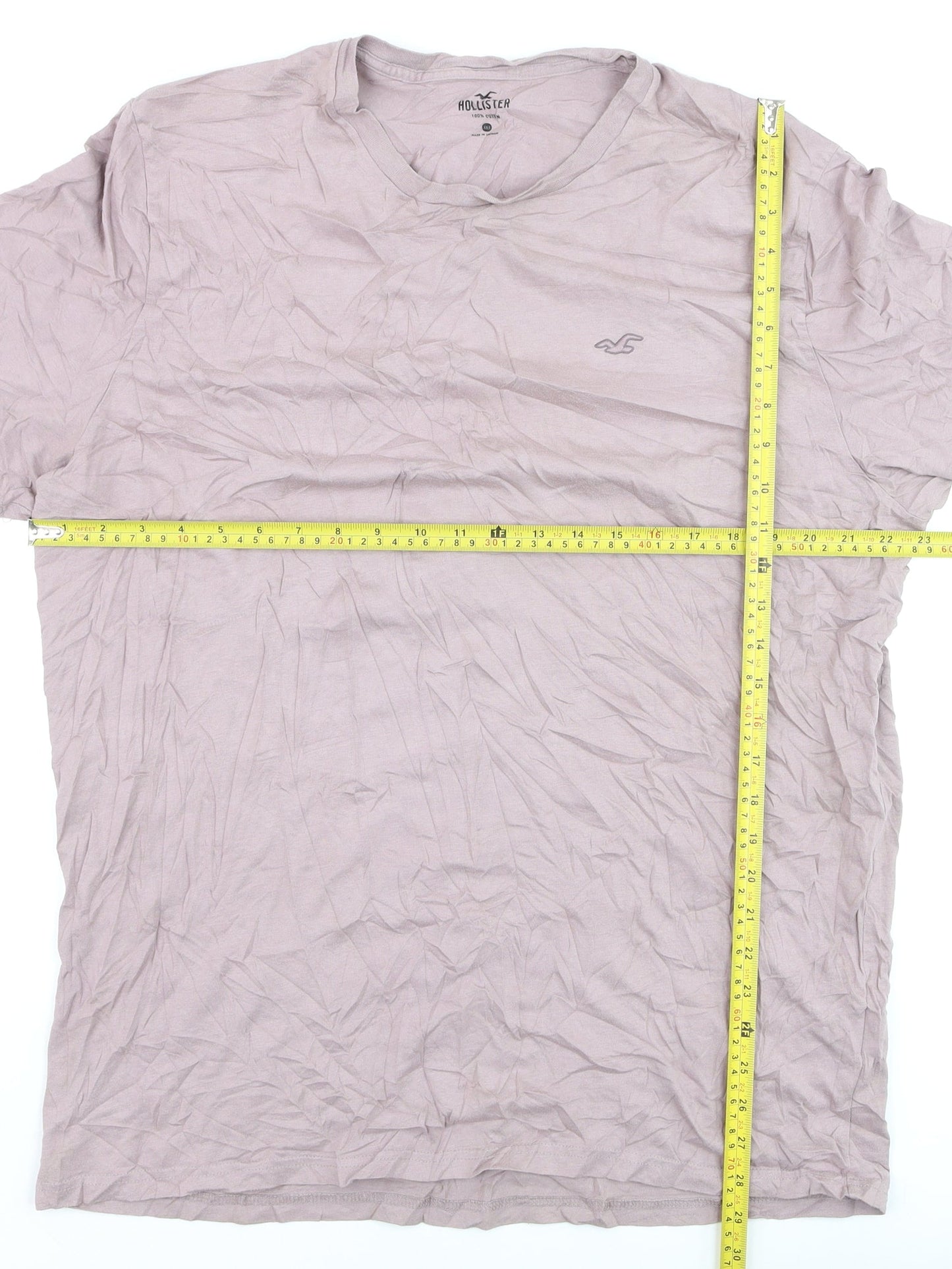 Hollister Men's Pink 2XLT Crew Neck Cotton T-Shirt