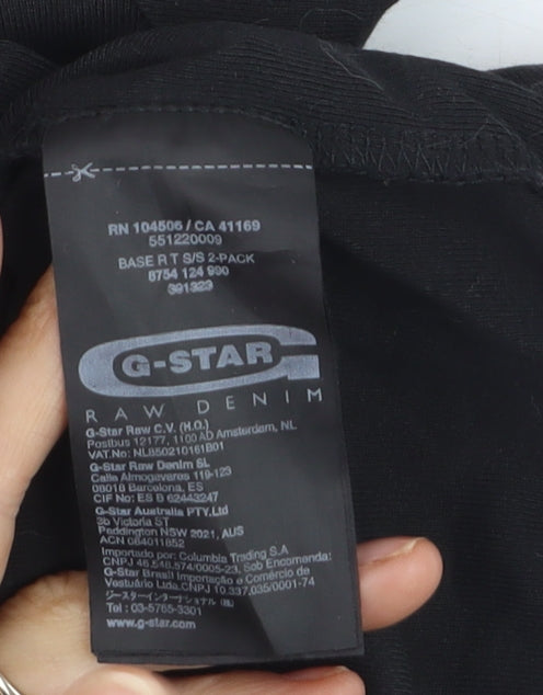G-Star RAW Men's Black Slim Fit Cotton Crew Neck T-Shirt Size S