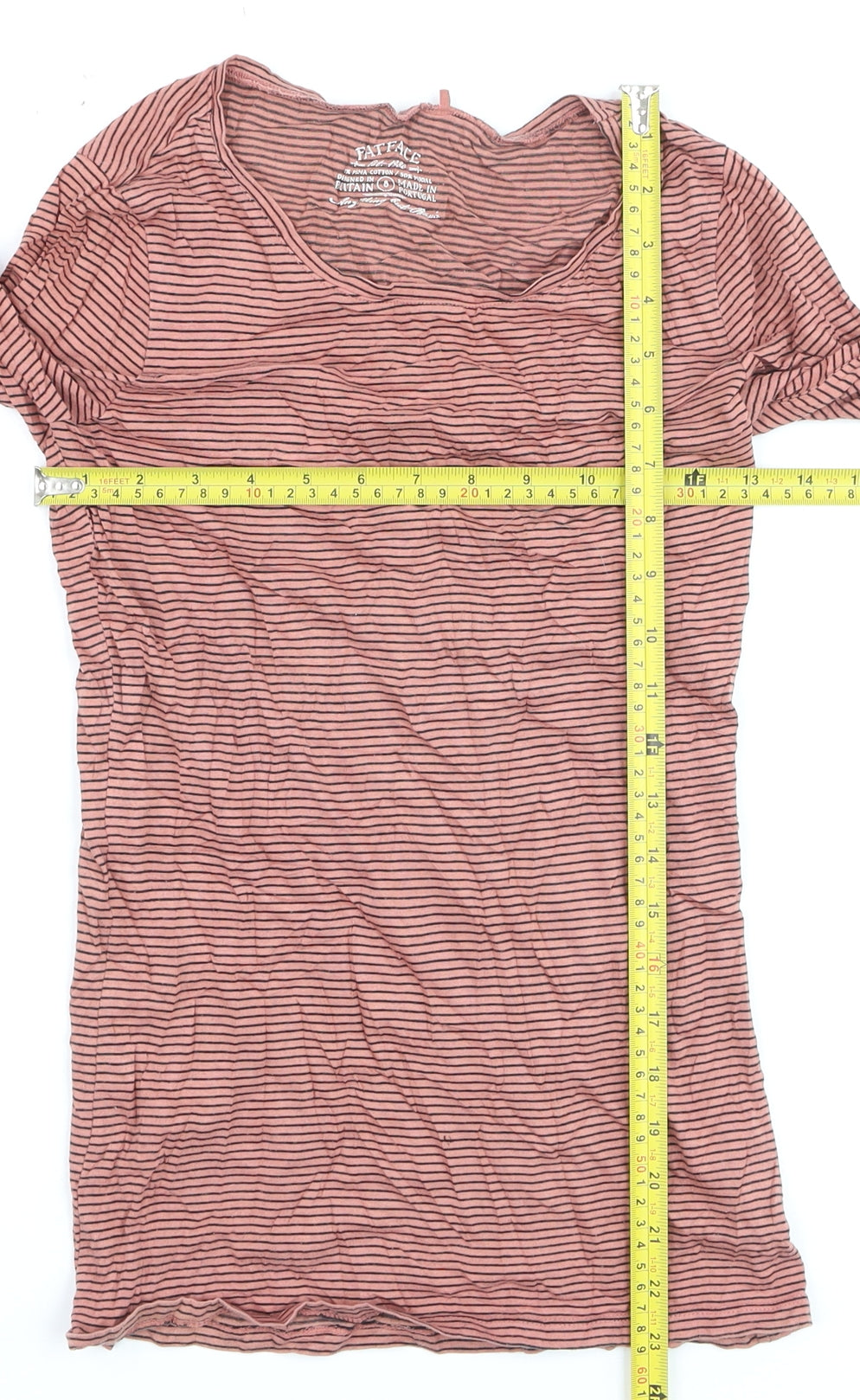 FatFace Womens Pink Striped Long Sleeve Cotton Modal T-Shirt Size 8