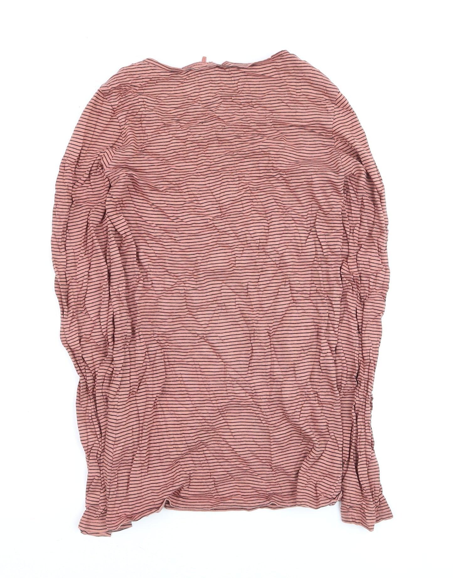 FatFace Womens Pink Striped Long Sleeve Cotton Modal T-Shirt Size 8