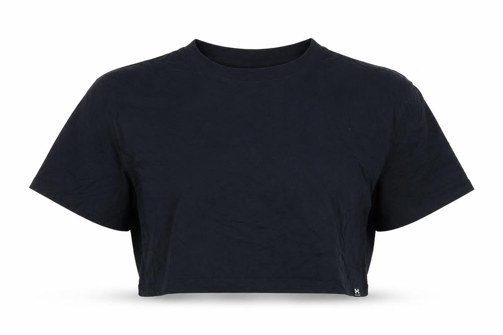 Under Armour Women Black Cropped Relaxed Fit T-Shirt L