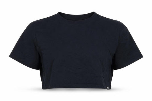 Under Armour Women Black Cropped Relaxed Fit T-Shirt L