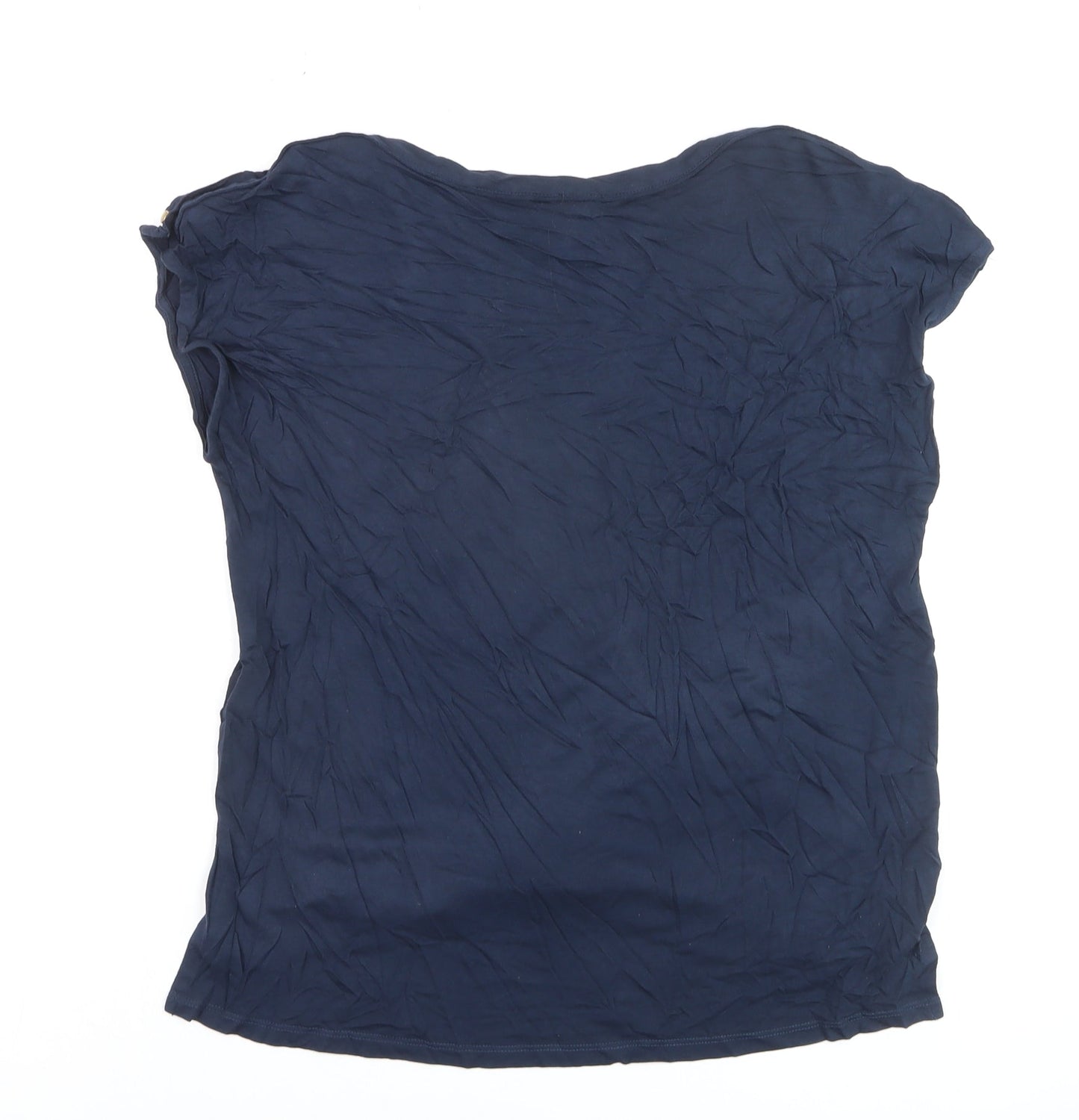 River Island Womens Blue Gold Milan Print Viscose T-Shirt Size 10