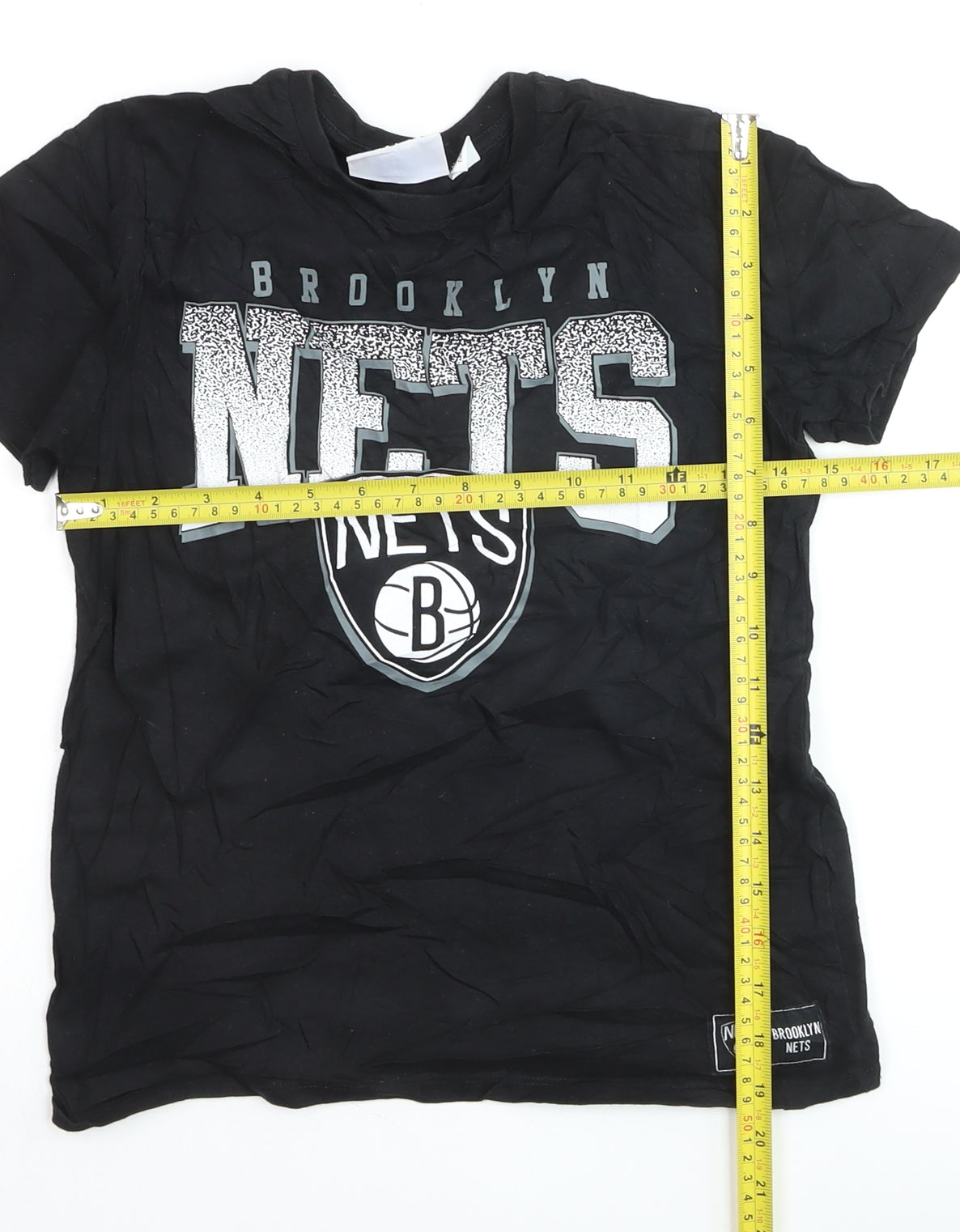 NBA Boys Black Brooklyn Nets T-Shirt 9-10 Years Short Sleeve Cotton