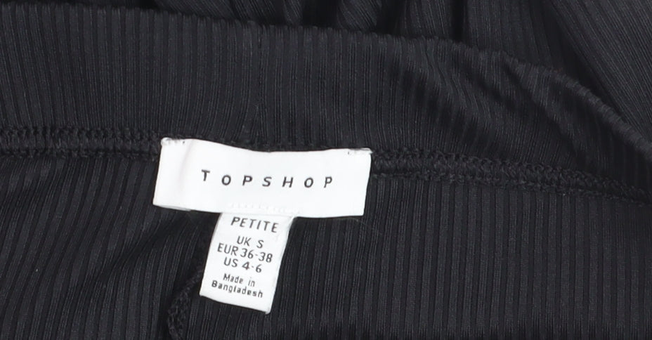 Topshop Petite Women's Black Ribbed Stretch Leggings Size S