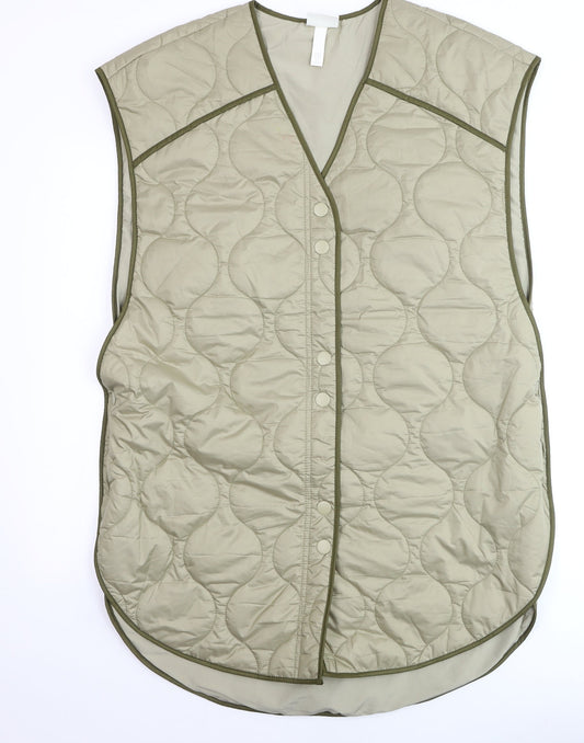 H&M Men's Beige Quilted Lightweight Waistcoat XS Regular Fit