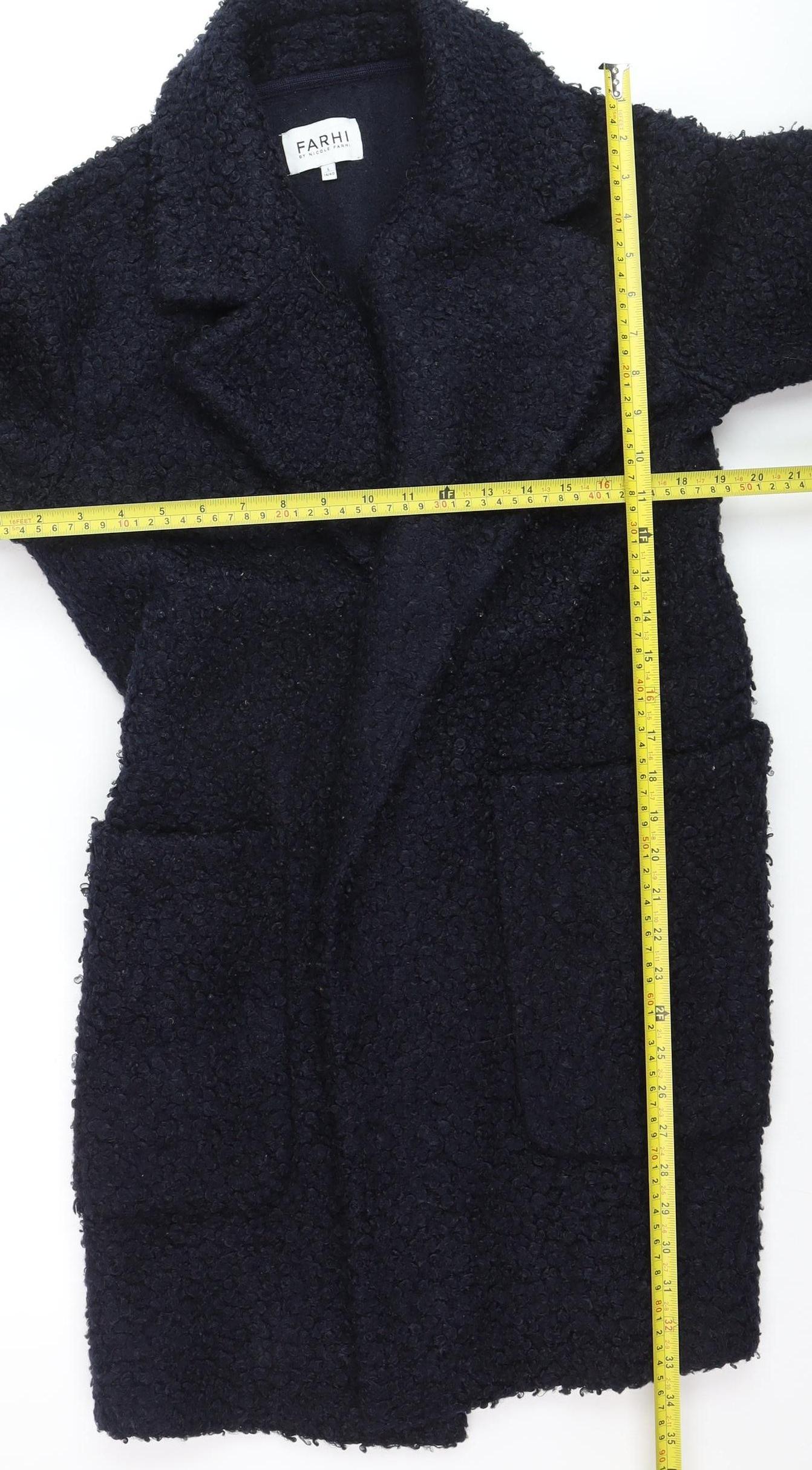 Farhi by Nicole Farhi Women's Black Size 14 Wool-Effect Mid-Length Coat