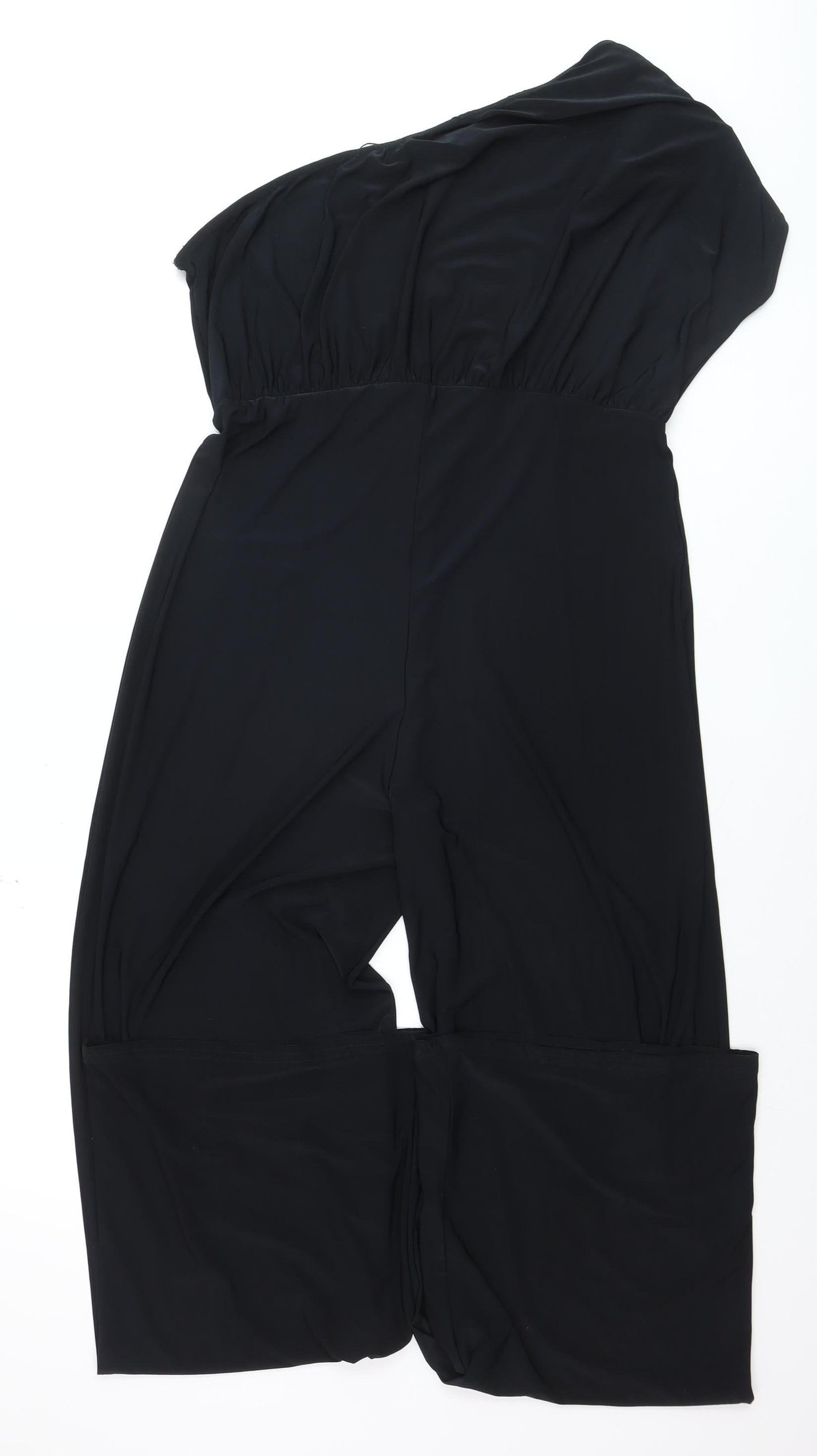 I Saw It First Women’s Black One Shoulder Wide-Leg Jumpsuit Size 18