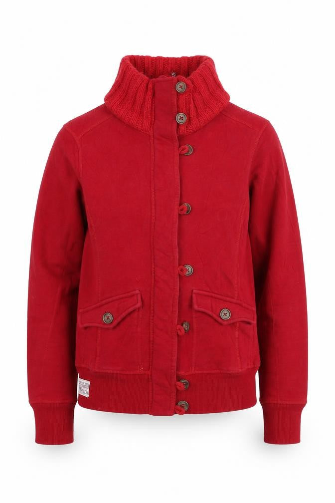 Playlife Men’s Red Cotton Bomber Jacket Size S Button-Up Casual