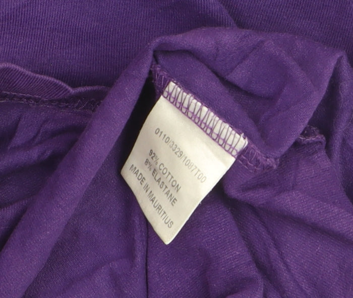 Hobbs Women Purple Cotton Blend Short Sleeve T-Shirt S