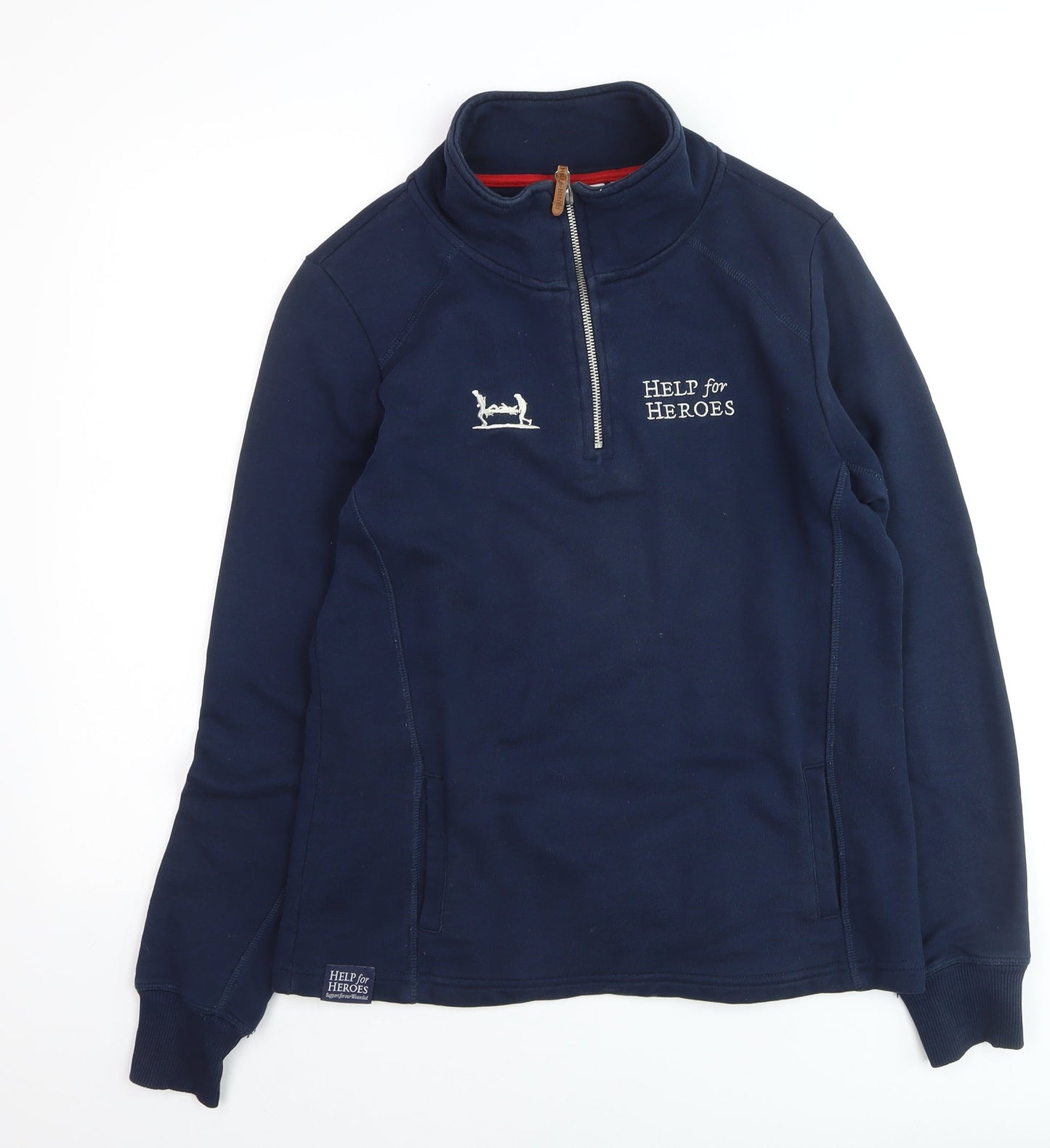 Help for Heroes Womens Navy 1/2 Zip Sweatshirt Size 10 Cotton Blend
