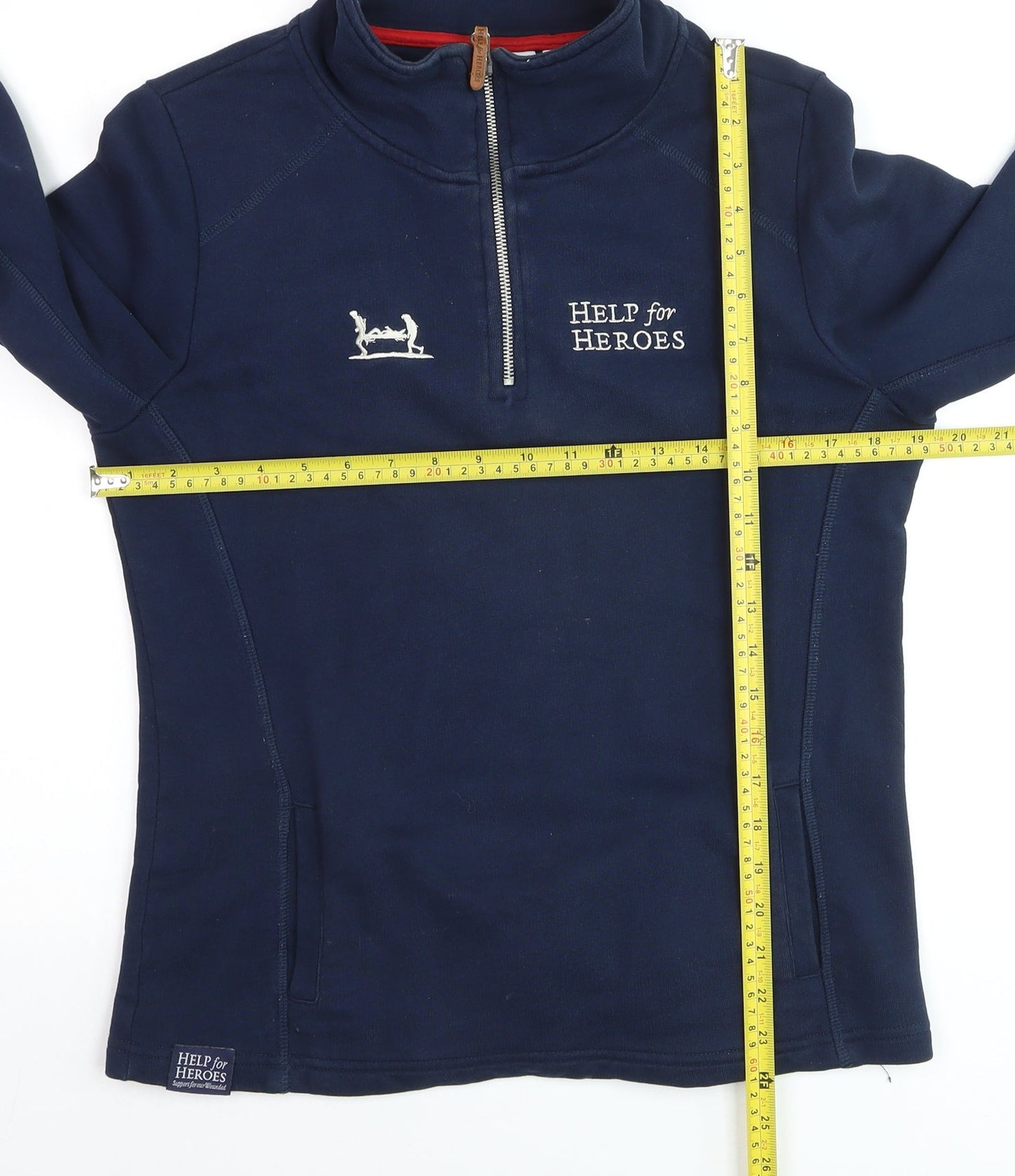 Help for Heroes Womens Navy 1/2 Zip Sweatshirt Size 10 Cotton Blend