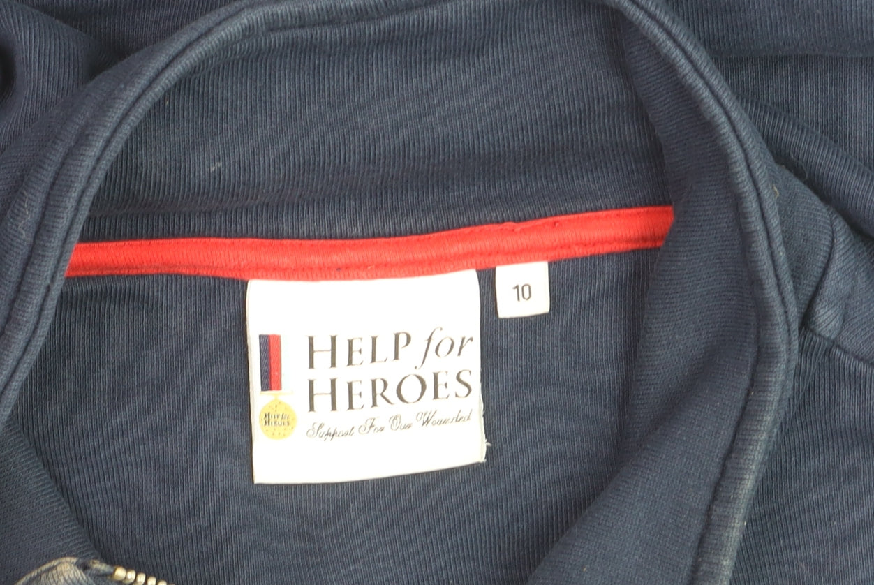 Help for Heroes Womens Navy 1/2 Zip Sweatshirt Size 10 Cotton Blend