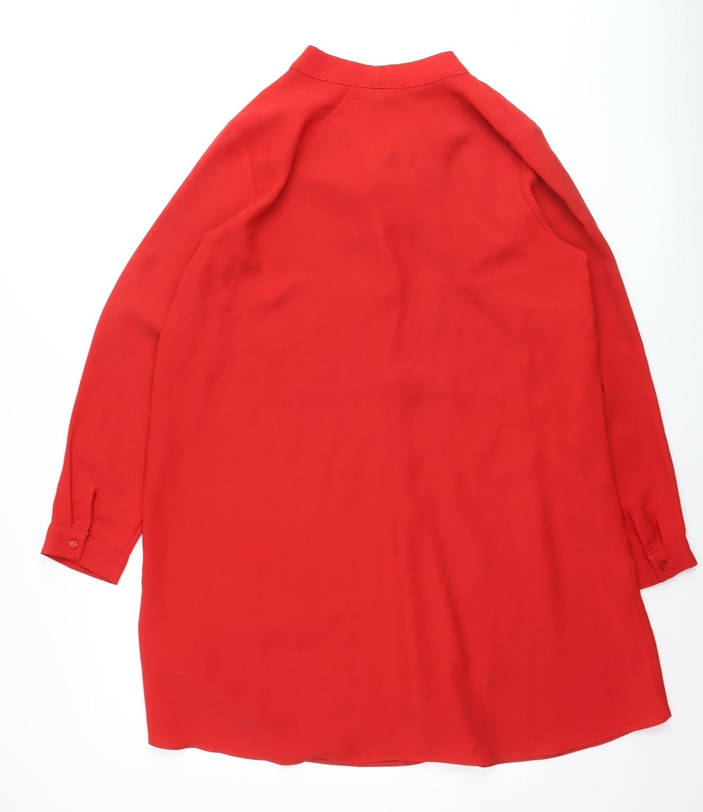 Topshop Women Red Wrap Dress UK 10 Long Sleeve V-Neck Casual