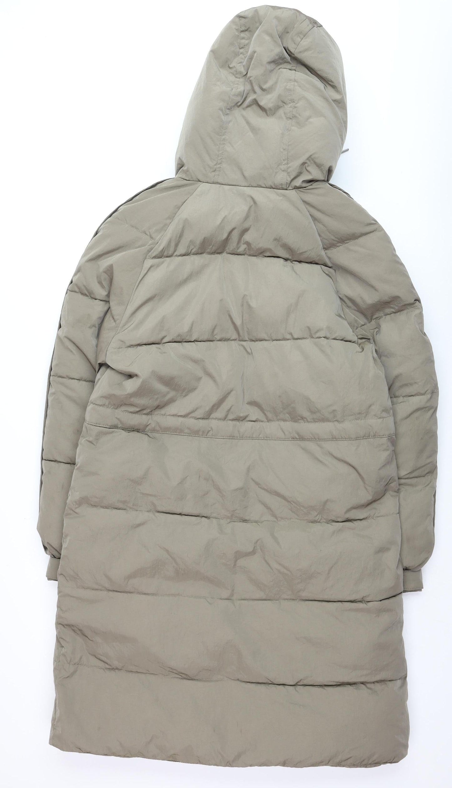 Marks and Spencer Women's Brown Faux Fur Hooded Long Parka Coat Size 10