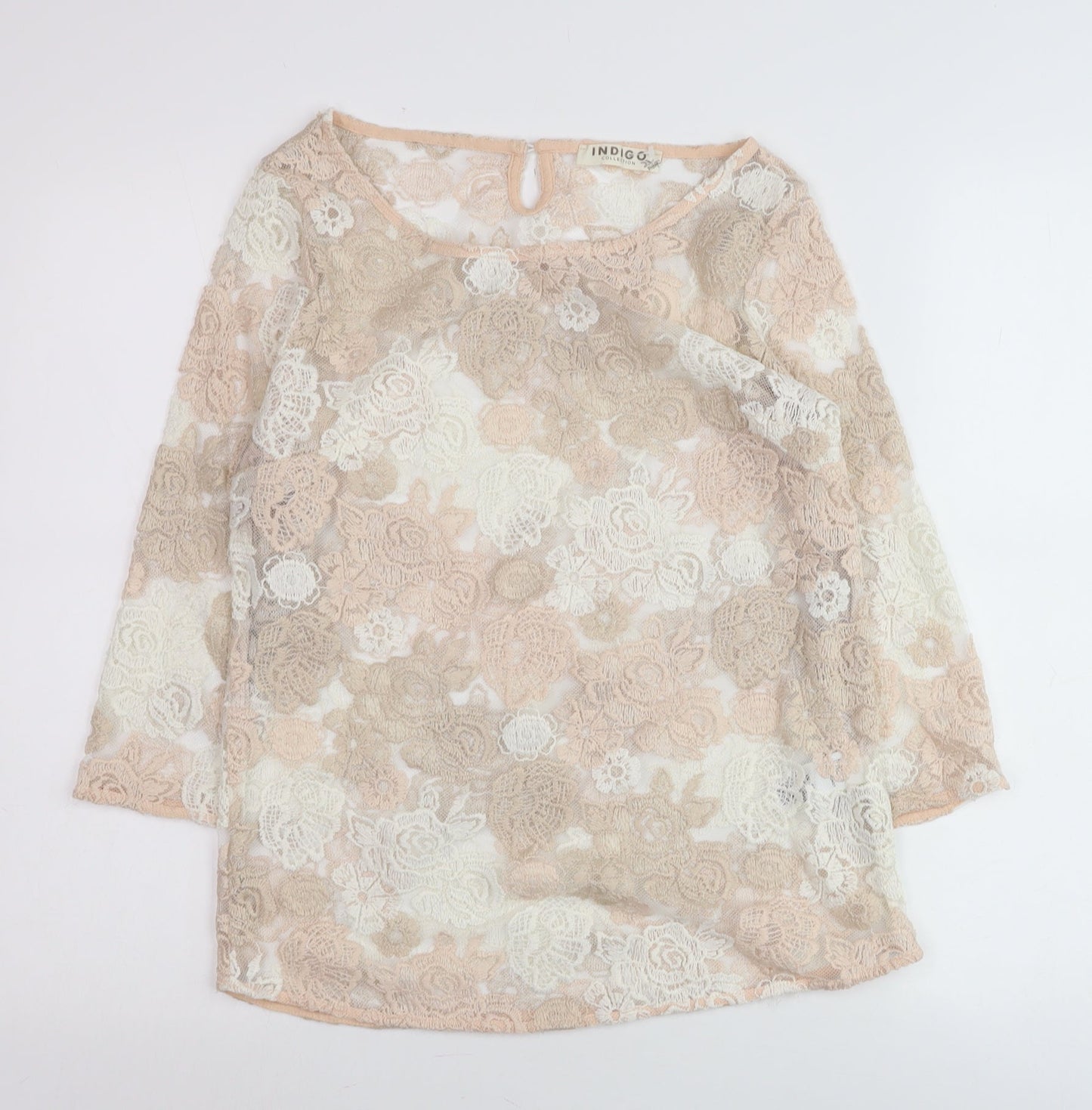 Marks and Spencer Women Pink Lace Floral 3/4 Sleeve Blouse UK 10