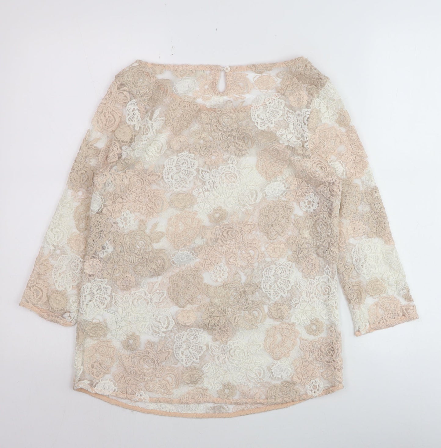 Marks and Spencer Women Pink Lace Floral 3/4 Sleeve Blouse UK 10