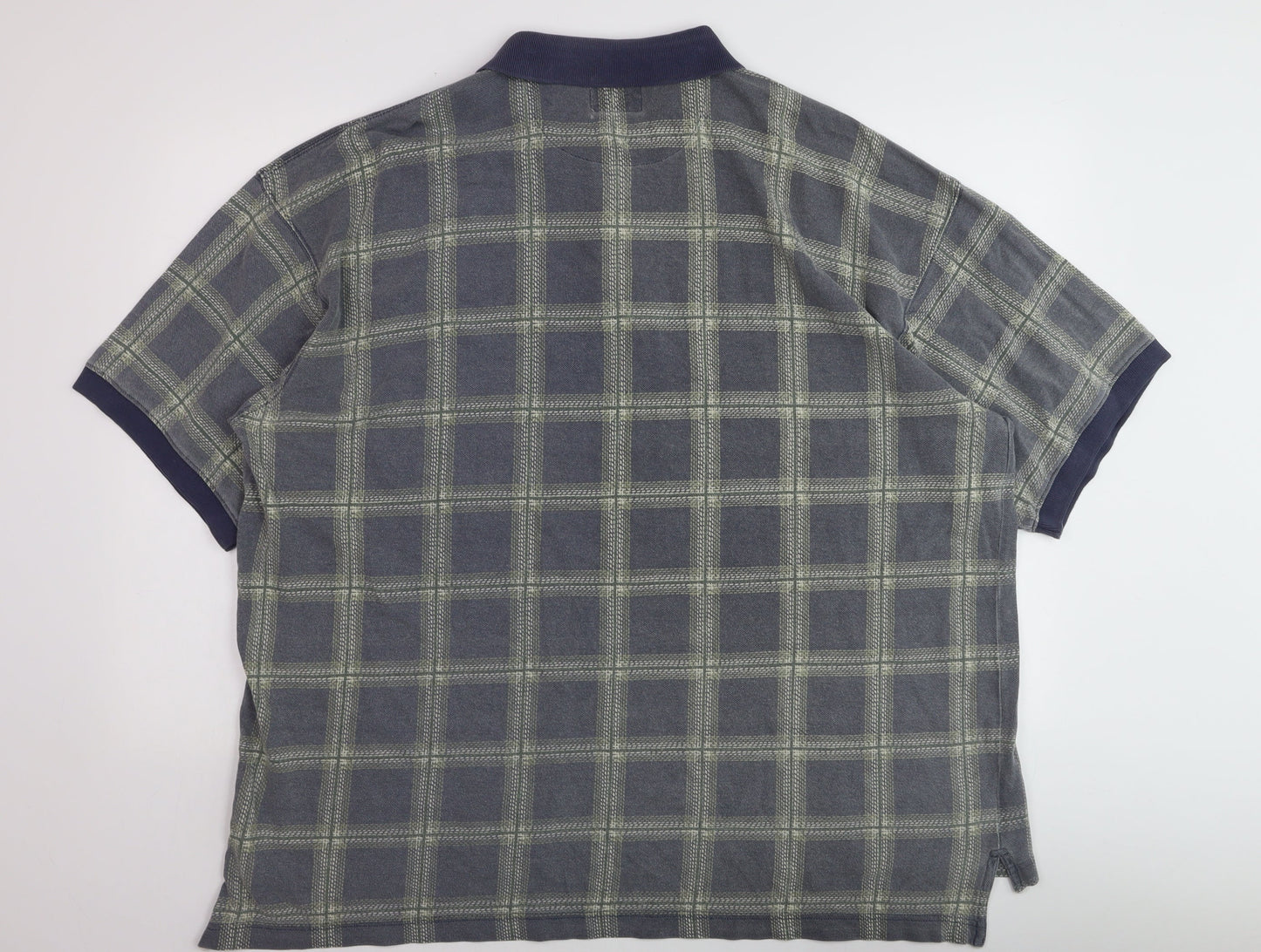 G.P.S Global Tracking Men's Blue Check Cotton Polo Shirt Size L