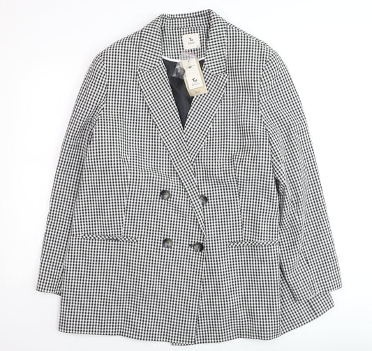 Tu Woman Black Check Blazer Size 22 Lined Button Workwear Jacket