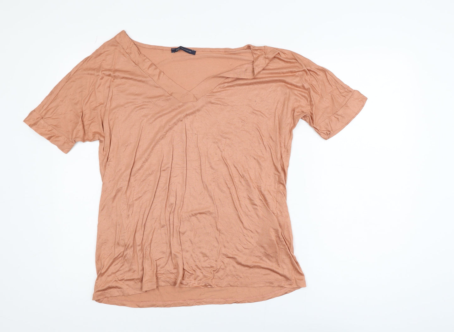 Marks and Spencer Women’s Brown V-Neck Short Sleeve Viscose T-Shirt UK 12