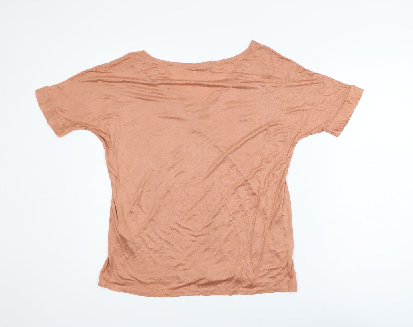 Marks and Spencer Women’s Brown V-Neck Short Sleeve Viscose T-Shirt UK 12