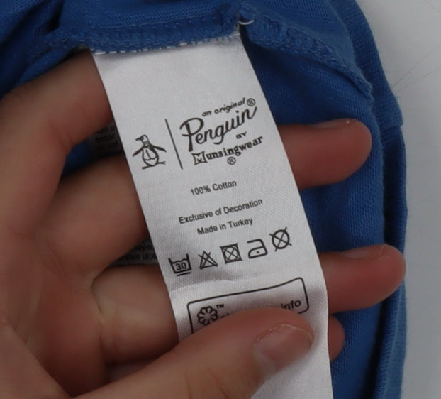 Original Penguin Blue Cotton Graphic T-Shirt Men’s M Crew Neck
