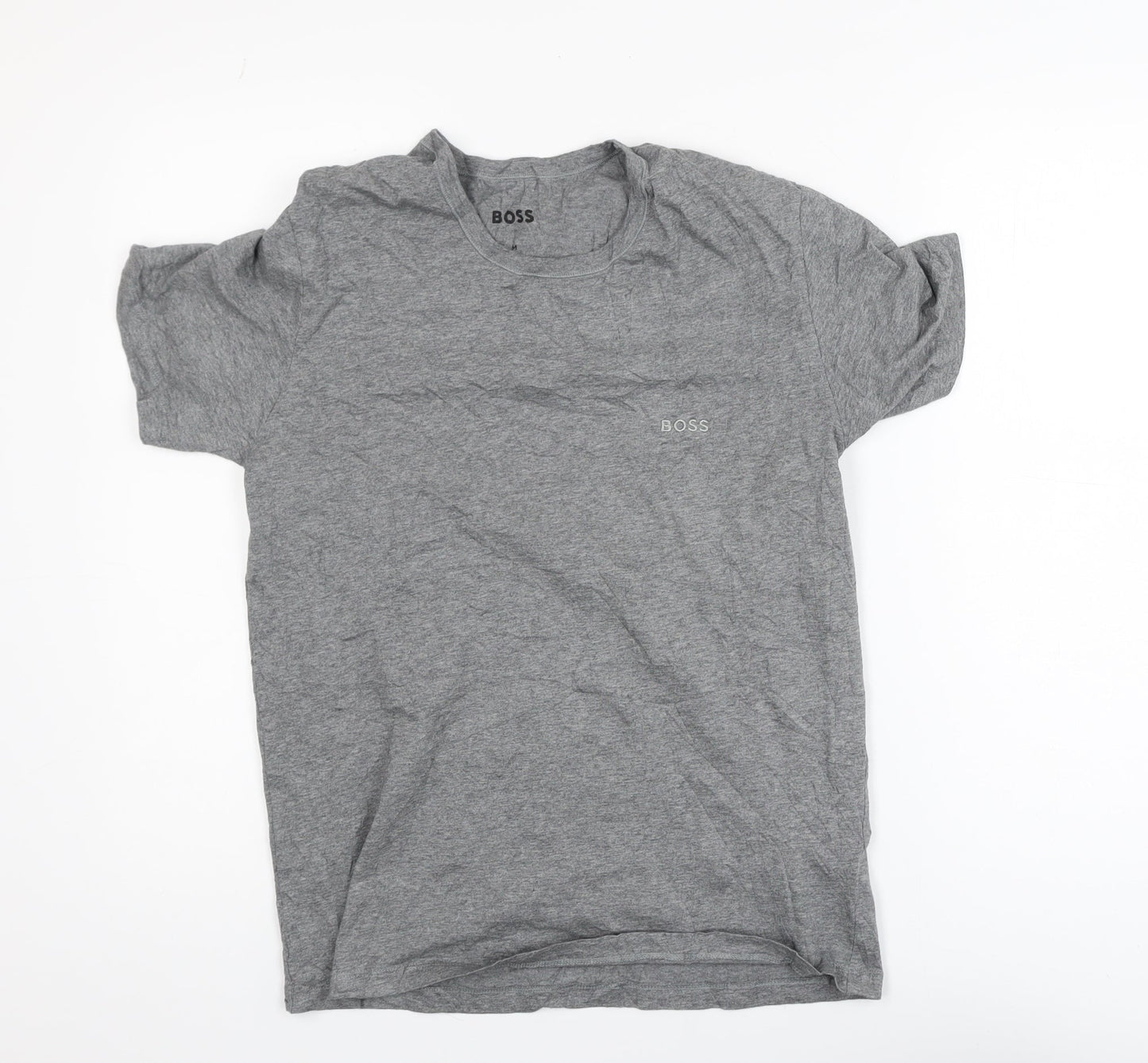 BOSS Men’s Grey Cotton Crew Neck Regular Fit Short Sleeve T-Shirt M