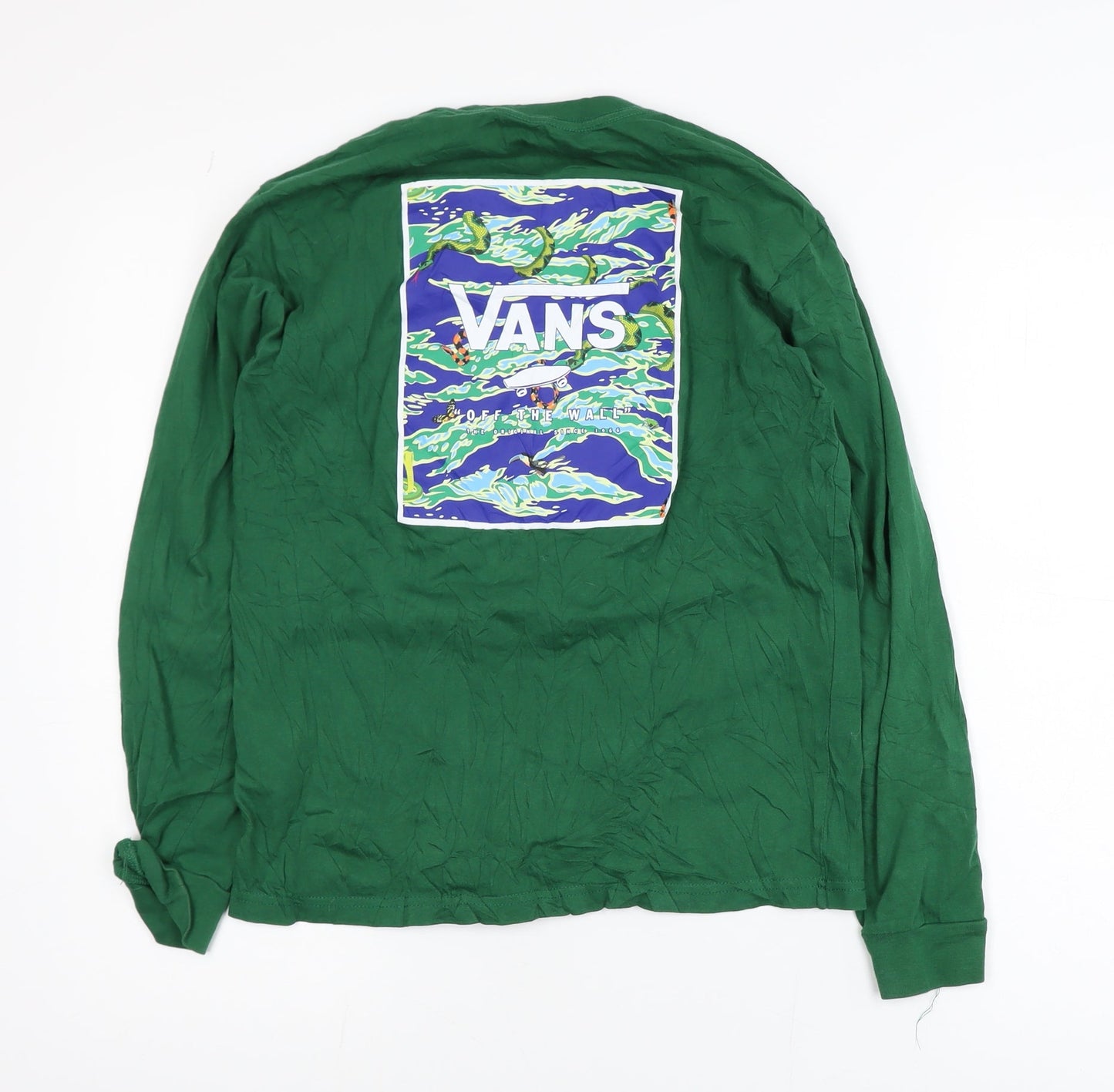 Vans Boys Green Long Sleeve Classic Fit Cotton Skate T-Shirt Size L (12-14)