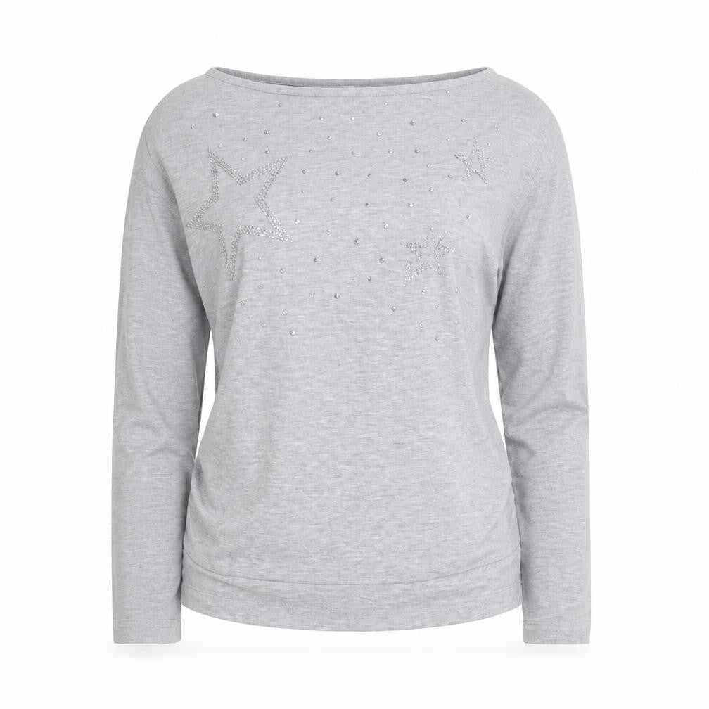 Principles Women Grey Long Sleeve Star Embellished Jersey Top Size M