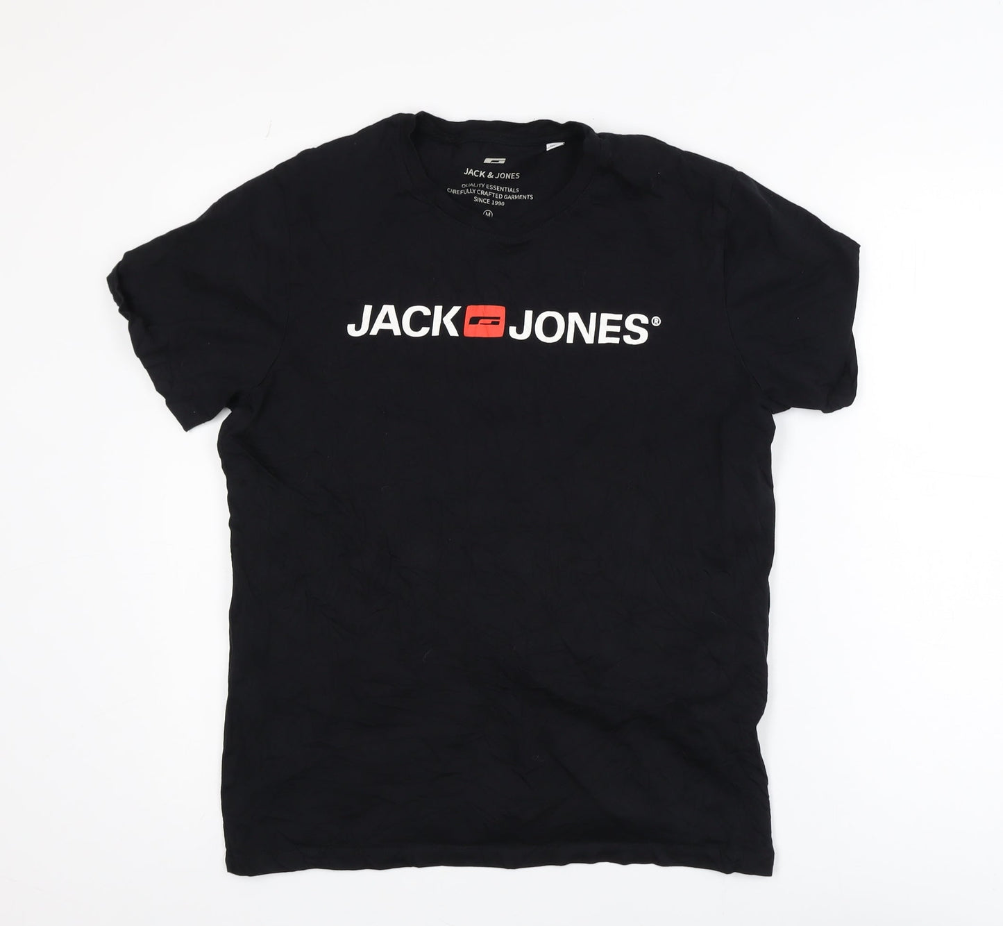 Jack & Jones Men's Black Graphic Logo Crew Neck T-Shirt Size M