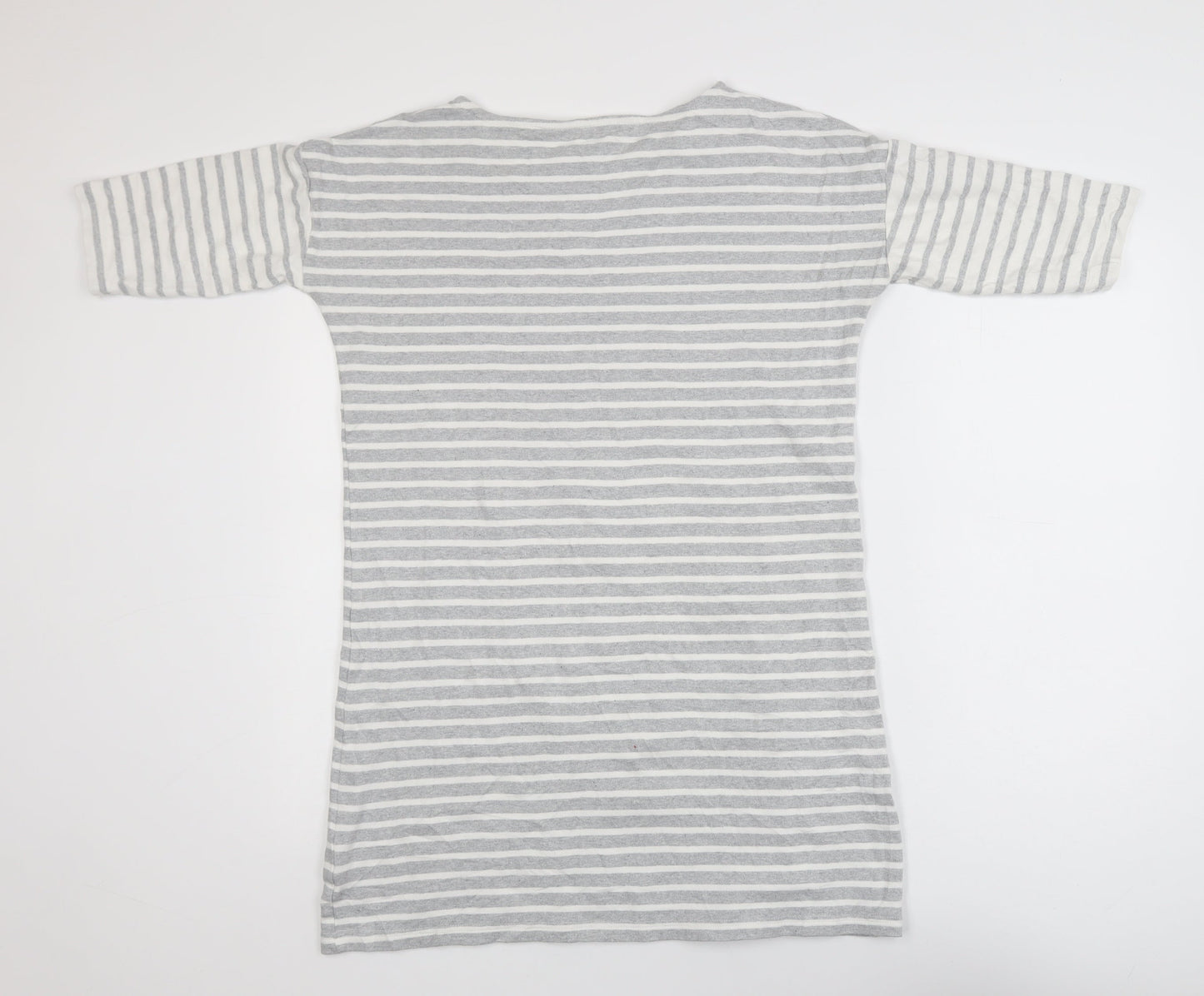 Crew Clothing Women’s Grey White Striped Cotton 3/4 Sleeve T-Shirt Size 10