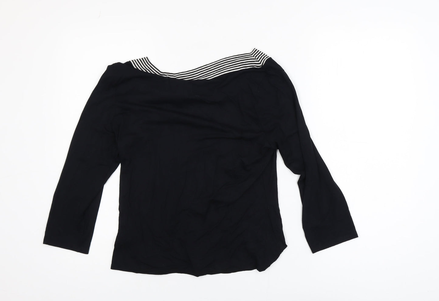 Wallis Womens Black 3/4 Sleeve Boat Neck Stretch Blouse Size 14