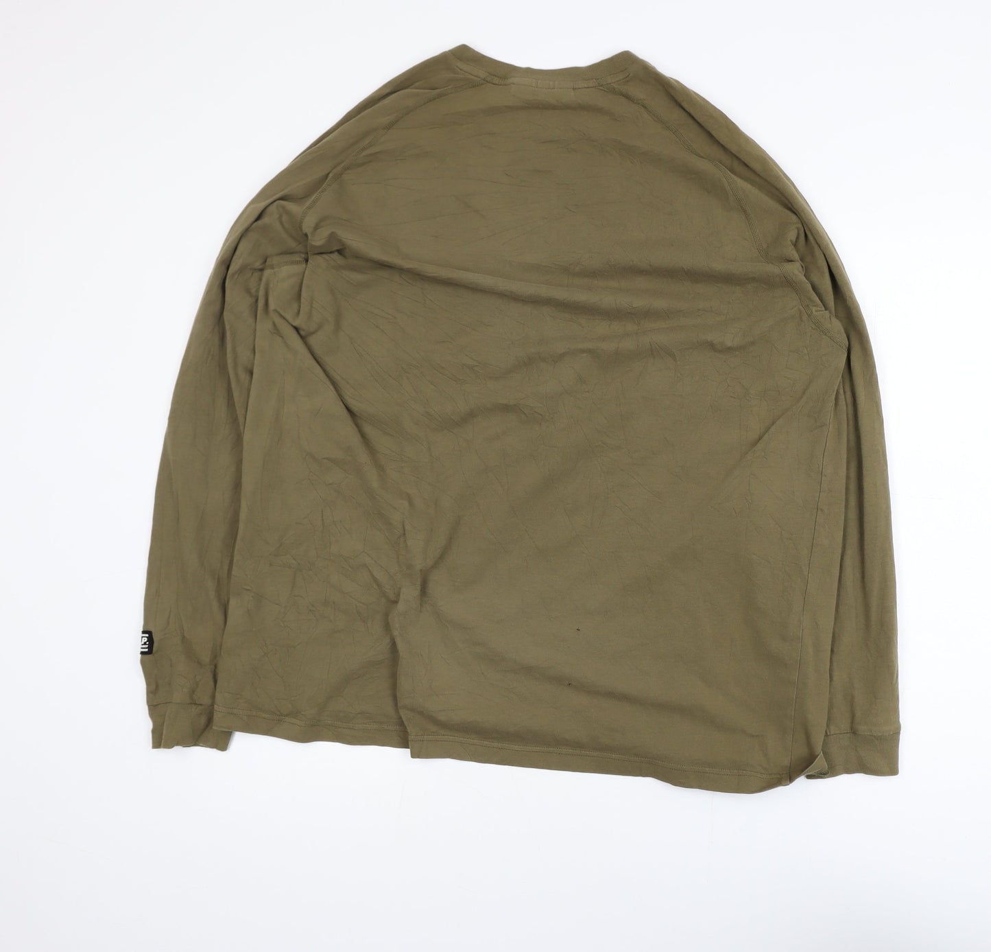 Vanquish Men's Khaki Long Sleeve Crew Neck Cotton T-Shirt Medium