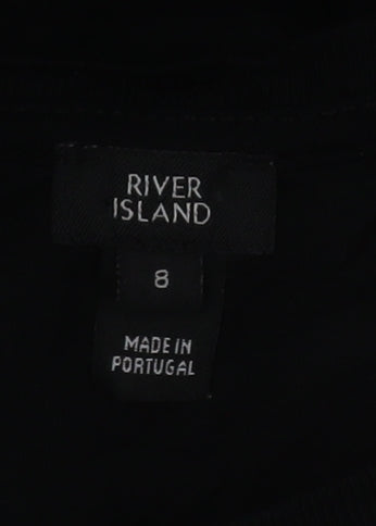 River Island Women’s Black Size 8 Sleeveless Crew Neck Cotton Modal T-Shirt