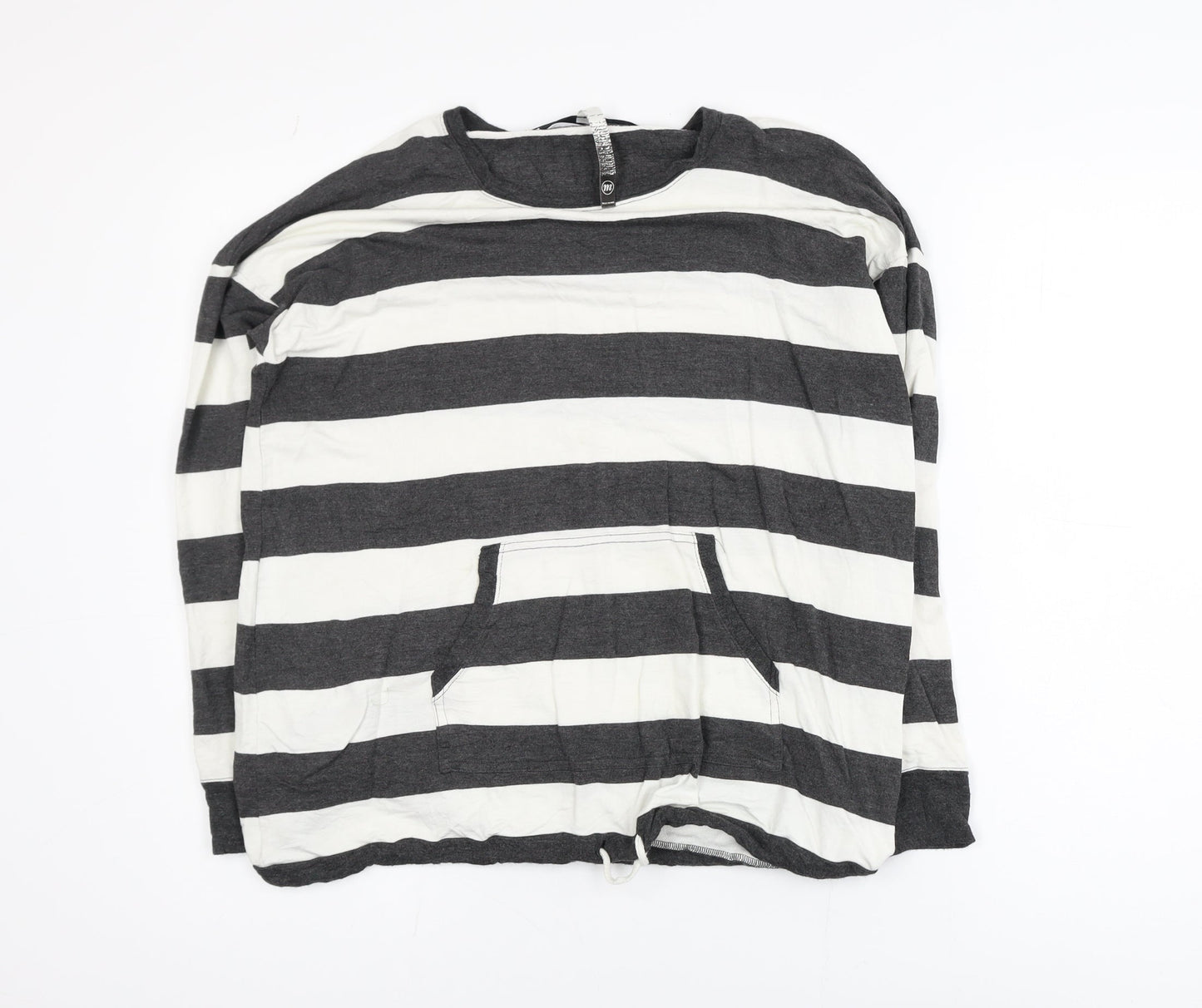Kensie Women’s Black White Striped Relaxed Jersey Long Sleeve Top M