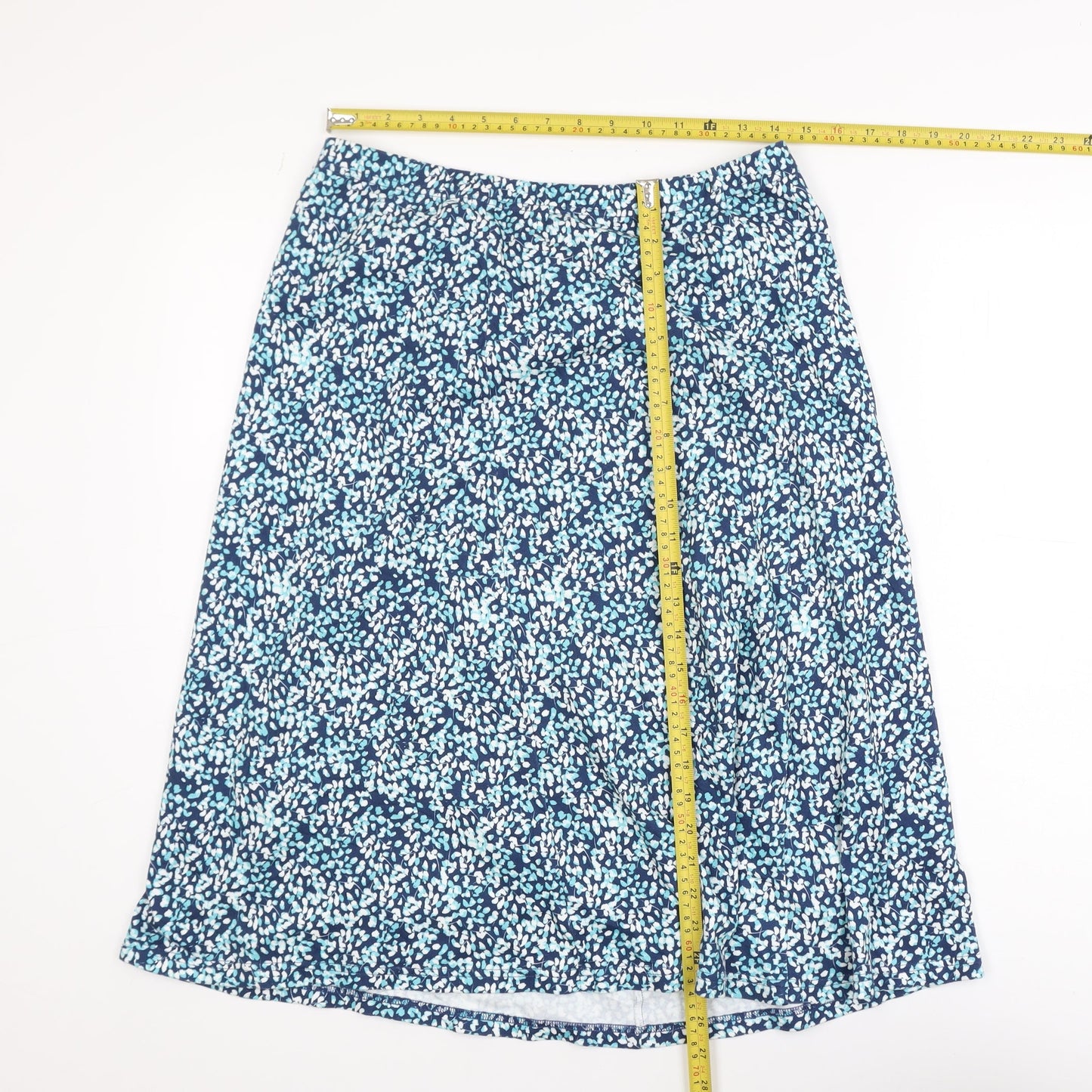 Cotswold Collections Women's Blue Floral Cotton A-Line Skirt L