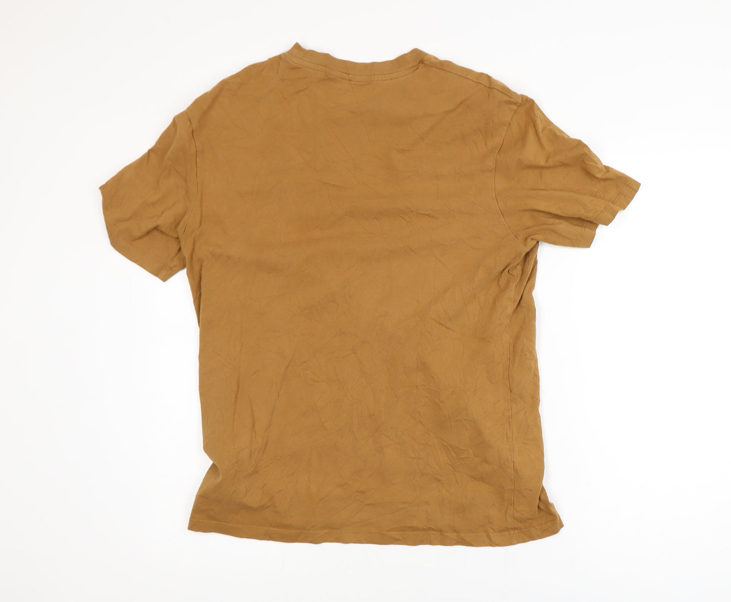 Jack & Jones Men's Brown Logo Crew Neck Cotton T-Shirt Size L