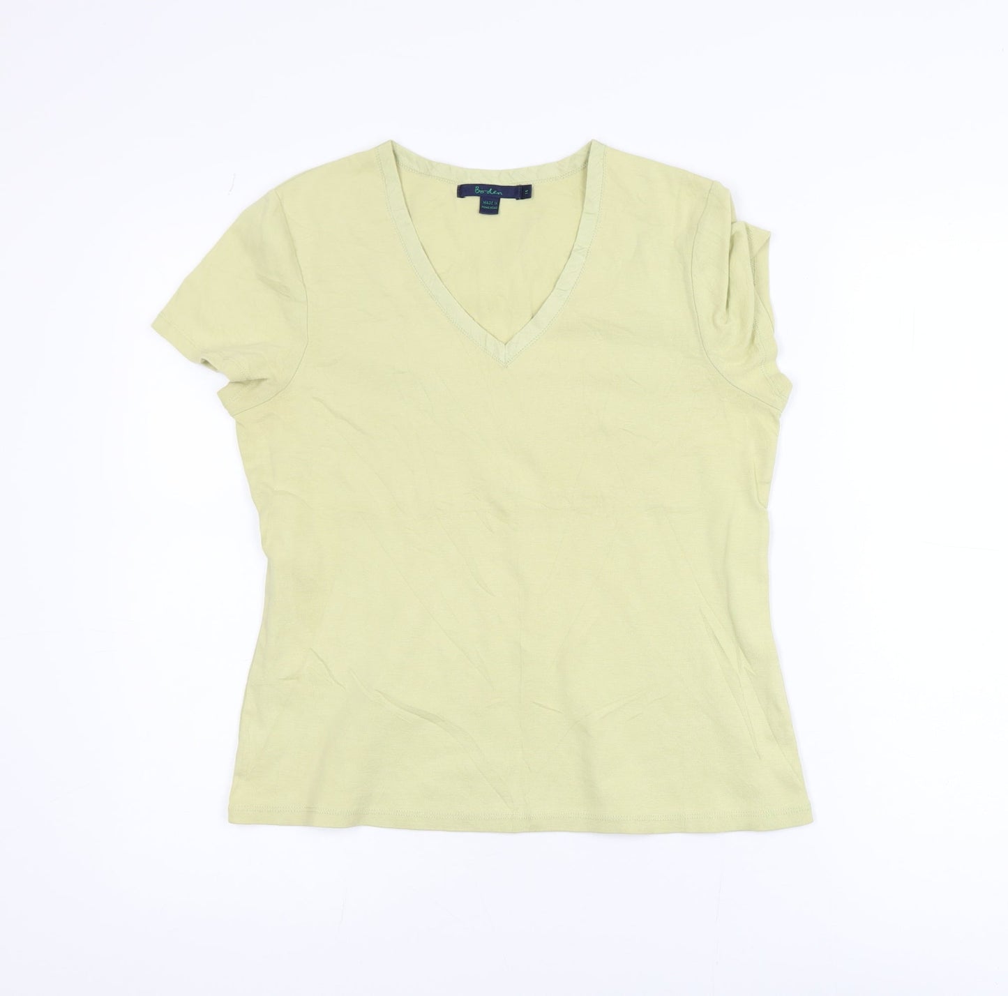 Boden Women's Green V-Neck Short Sleeve Cotton T-Shirt Size 14