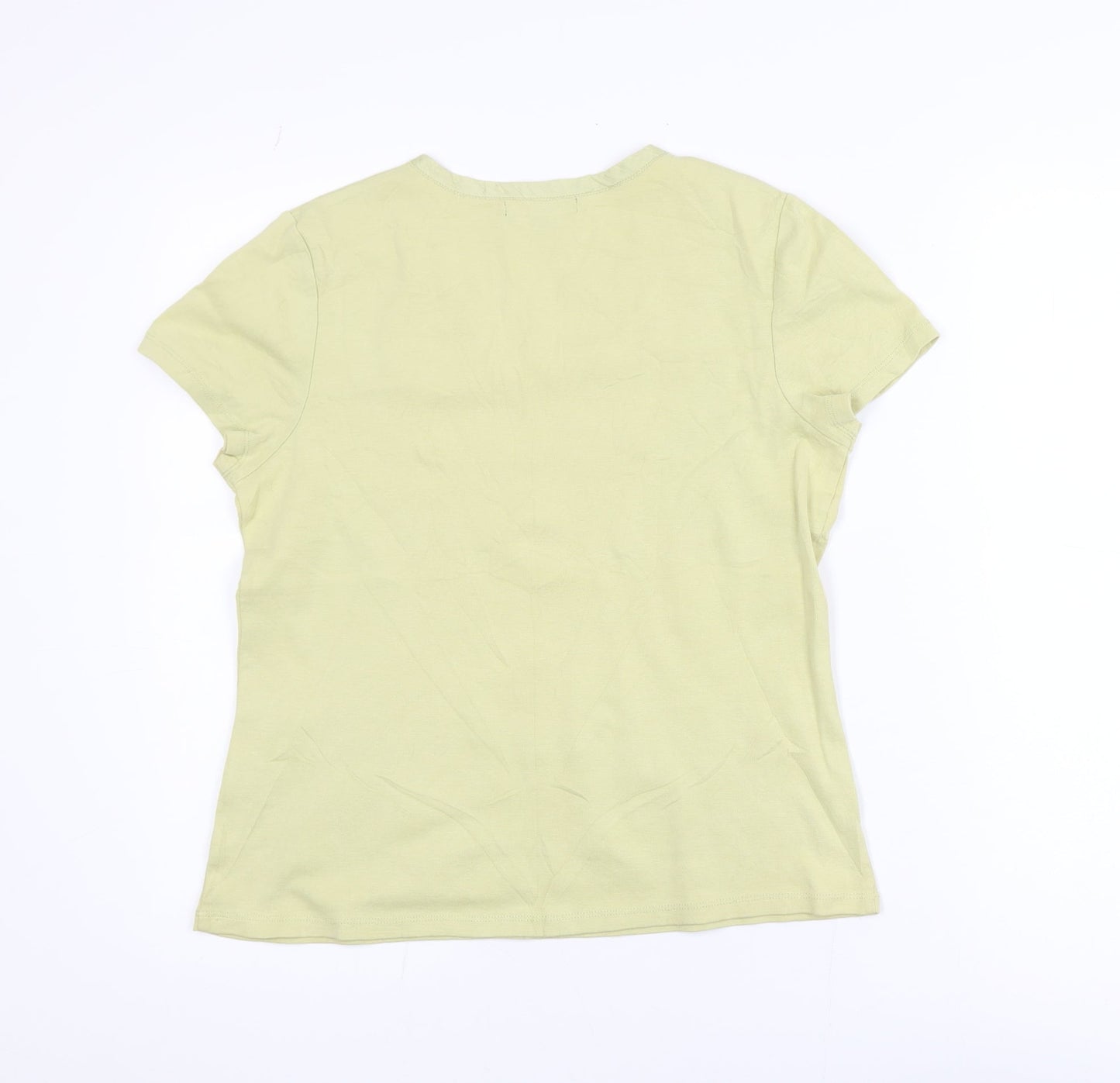 Boden Women's Green V-Neck Short Sleeve Cotton T-Shirt Size 14