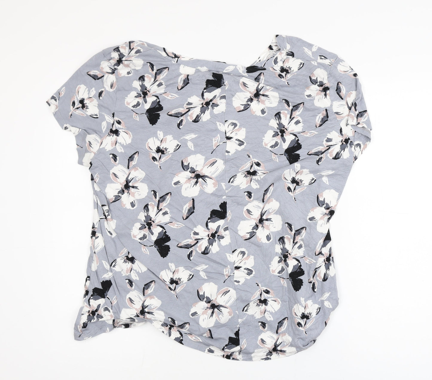 Bonmarché Womens Grey Floral Viscose Stretch T-Shirt Size 24