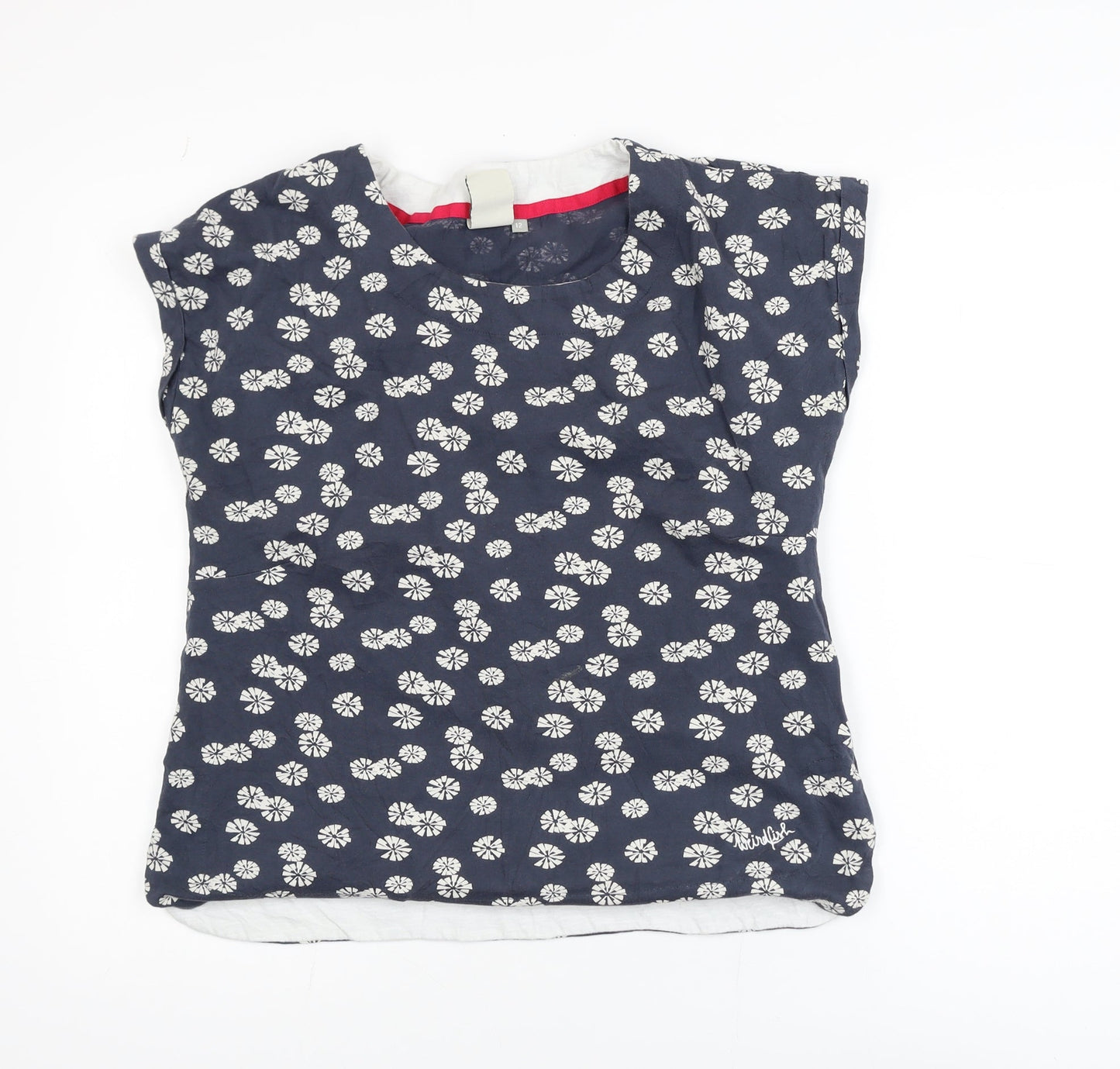 Weird Fish Womens Blue Floral Cotton Blouse Size 12